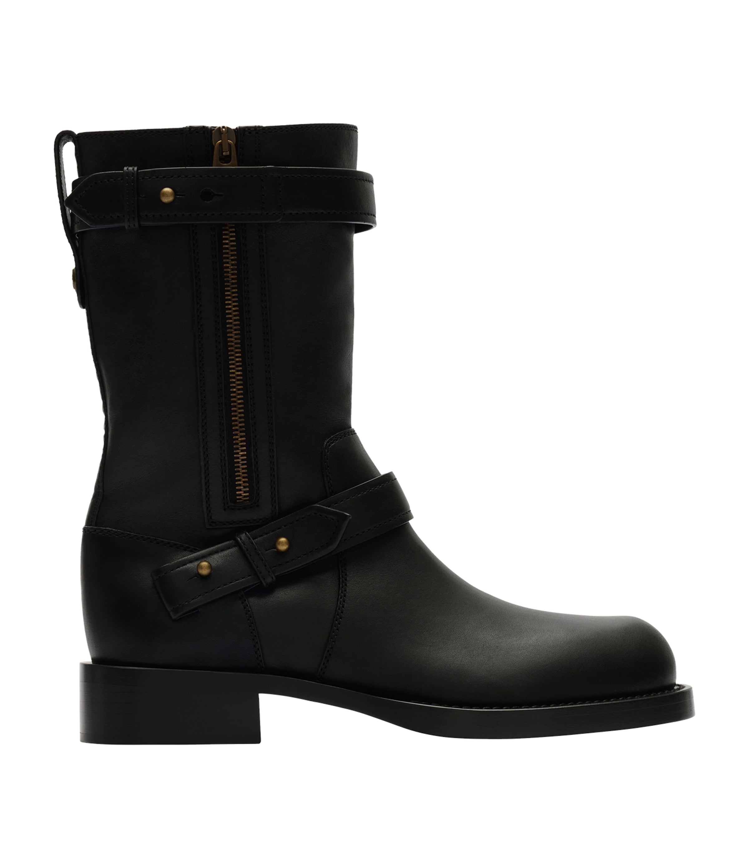 Burberry Leather Kent Biker Boots Black