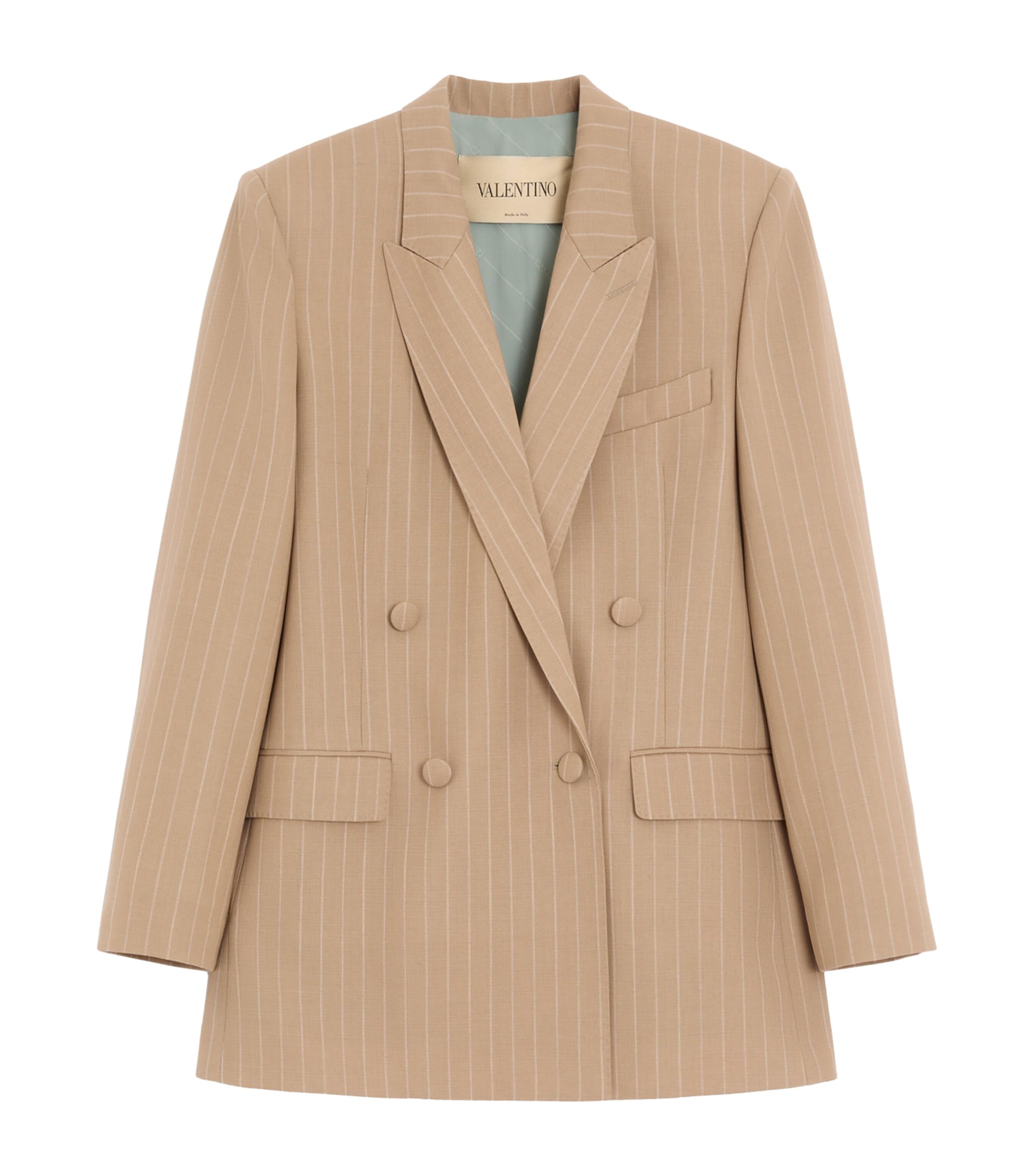 Valentino Womens Virgin Wool Pinstripe Blazer