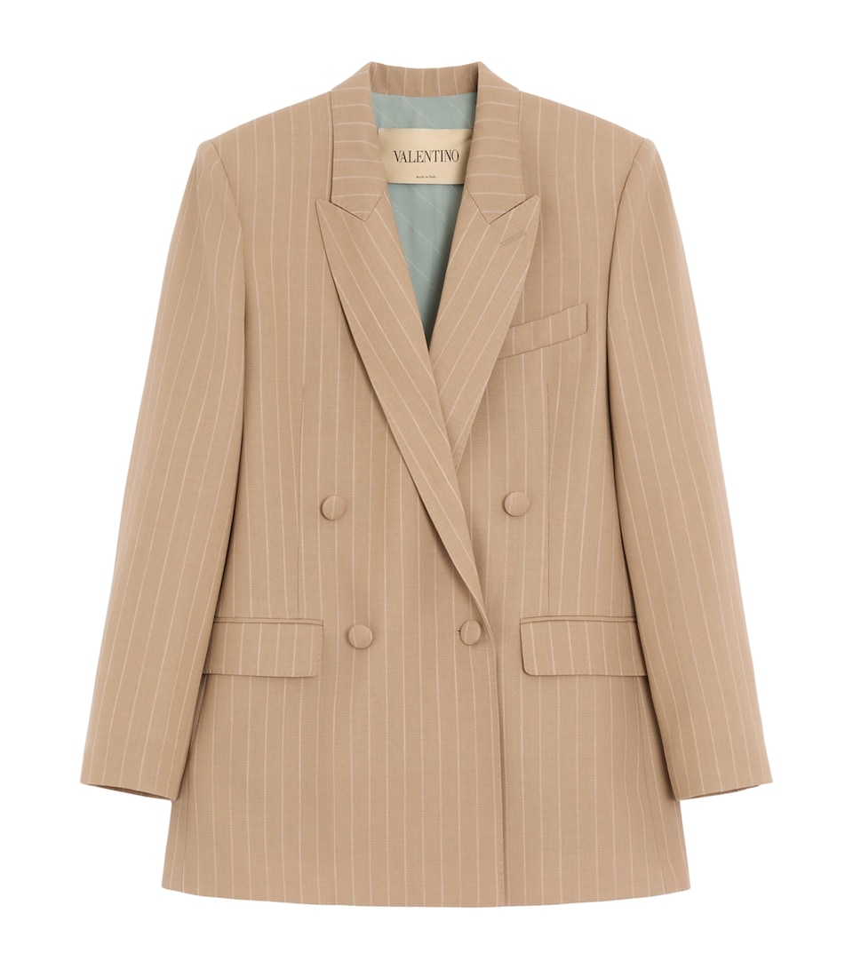 Valentino Womens Virgin Wool Pinstripe Blazer