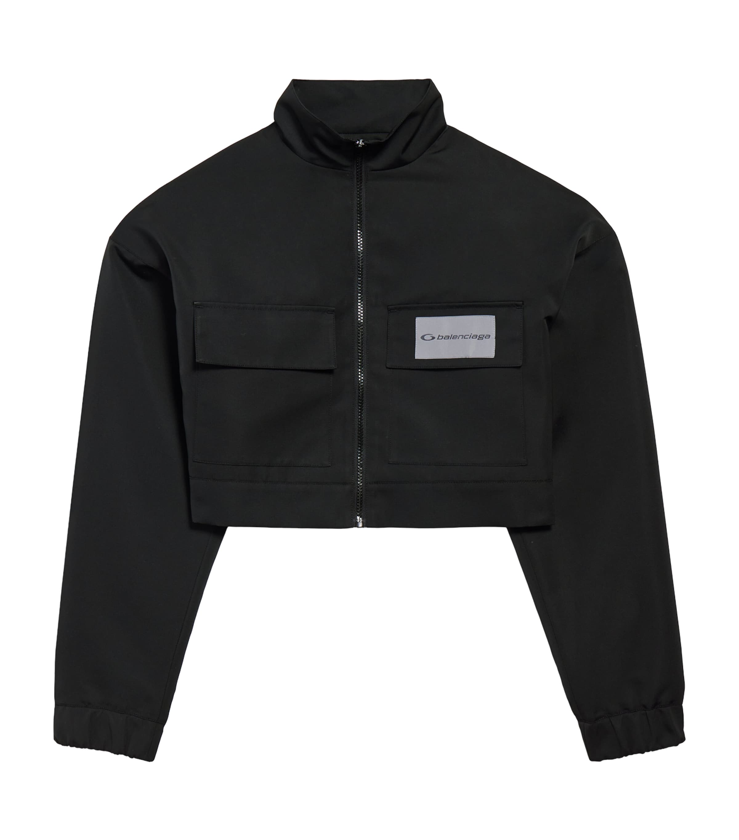 Balenciaga Womens Technical Faille Cropped Track Jacket