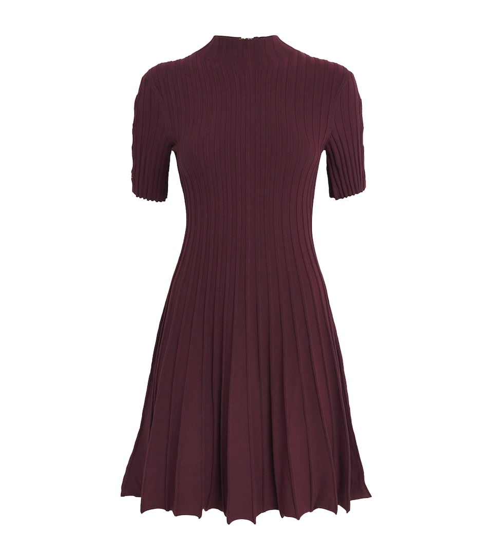 Maje Womens High-Neck Mini Skater Dress Burgundy