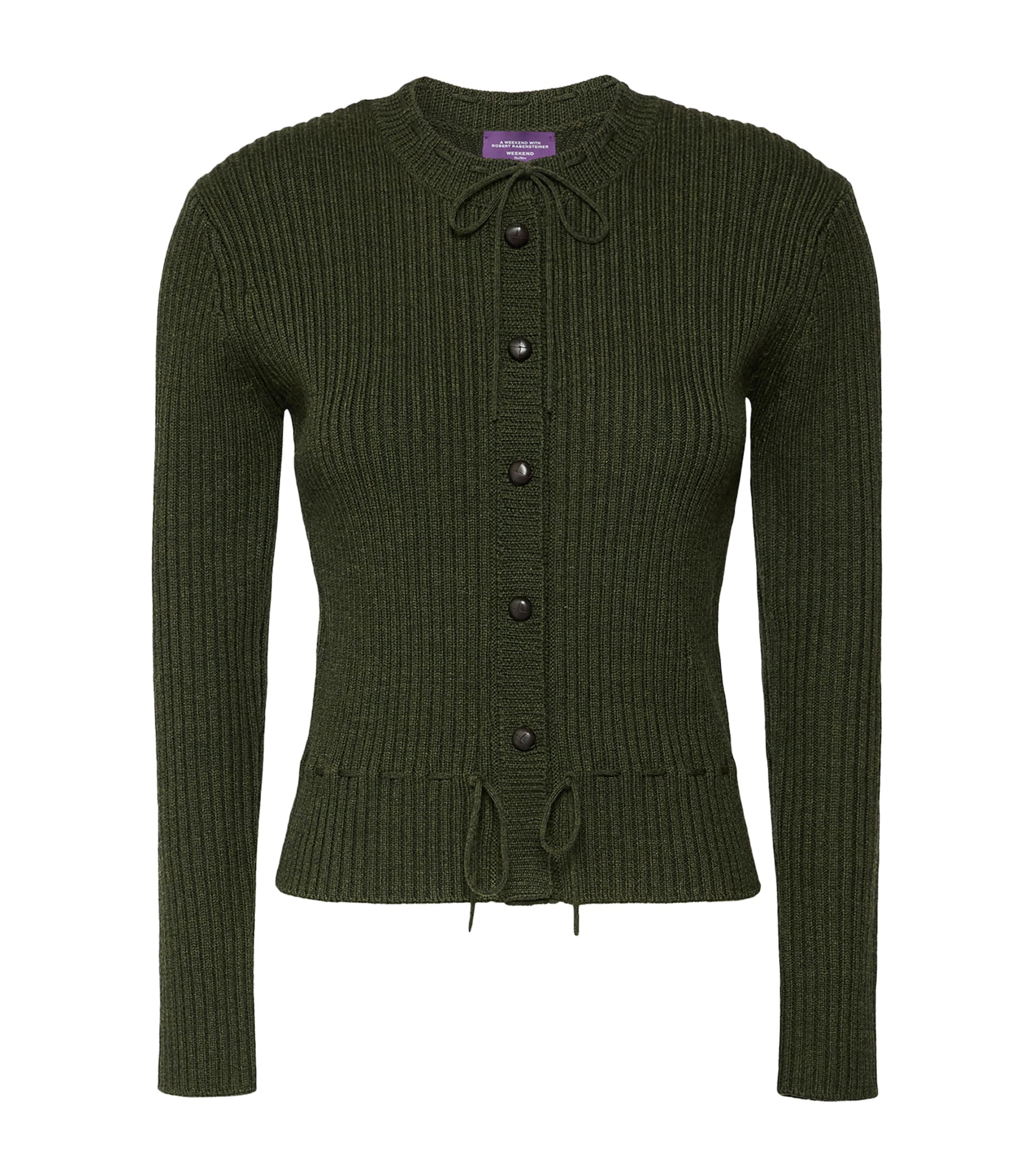 Weekend Max Mara Womens Virgin Wool Tie-Gathered Cardigan Moss Green