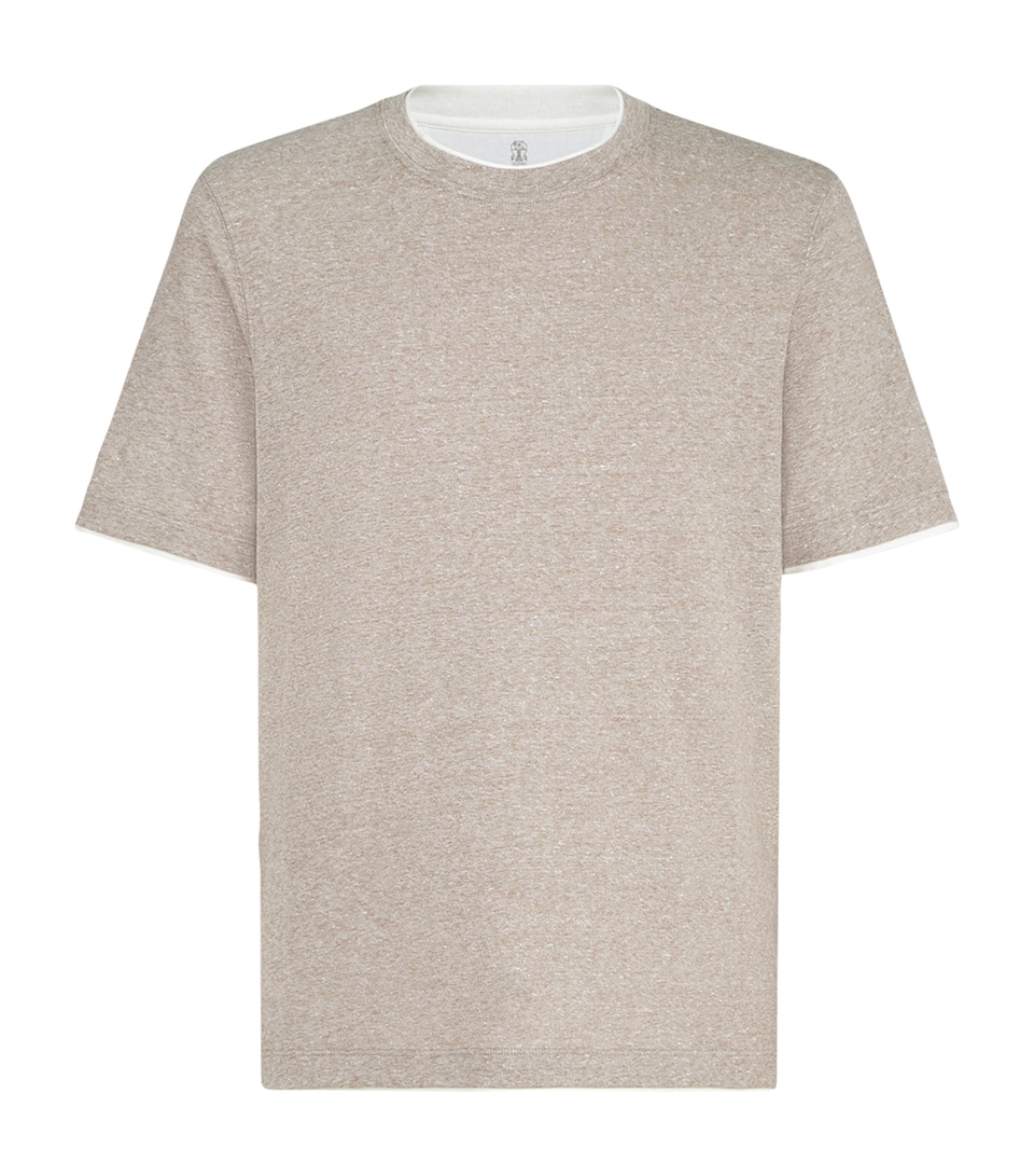 Linen-Cotton Jersey Faux-Layered T-Shirt