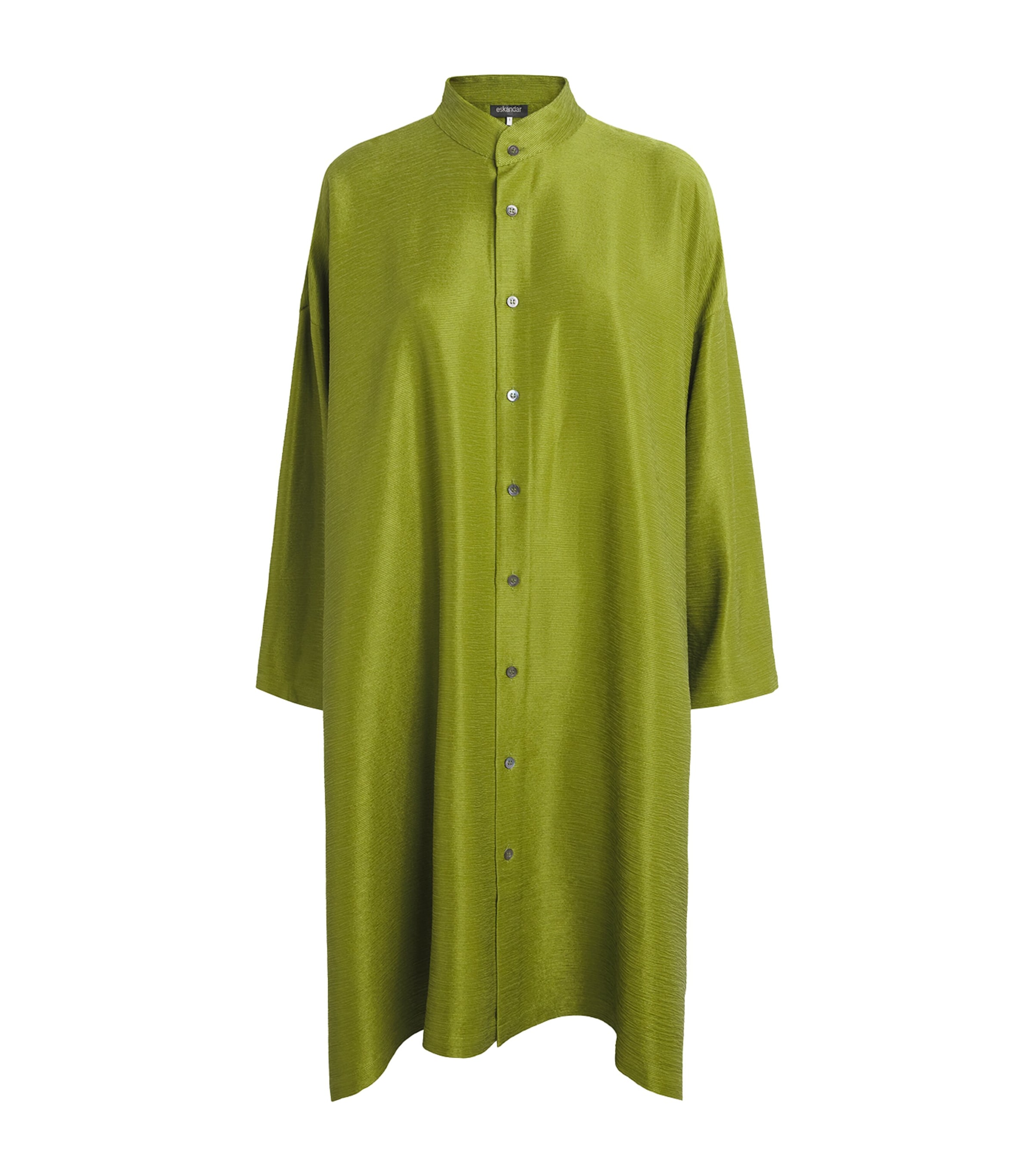Eskandar Womens Silk Plissé Wide A-Line Jacket Limedark
