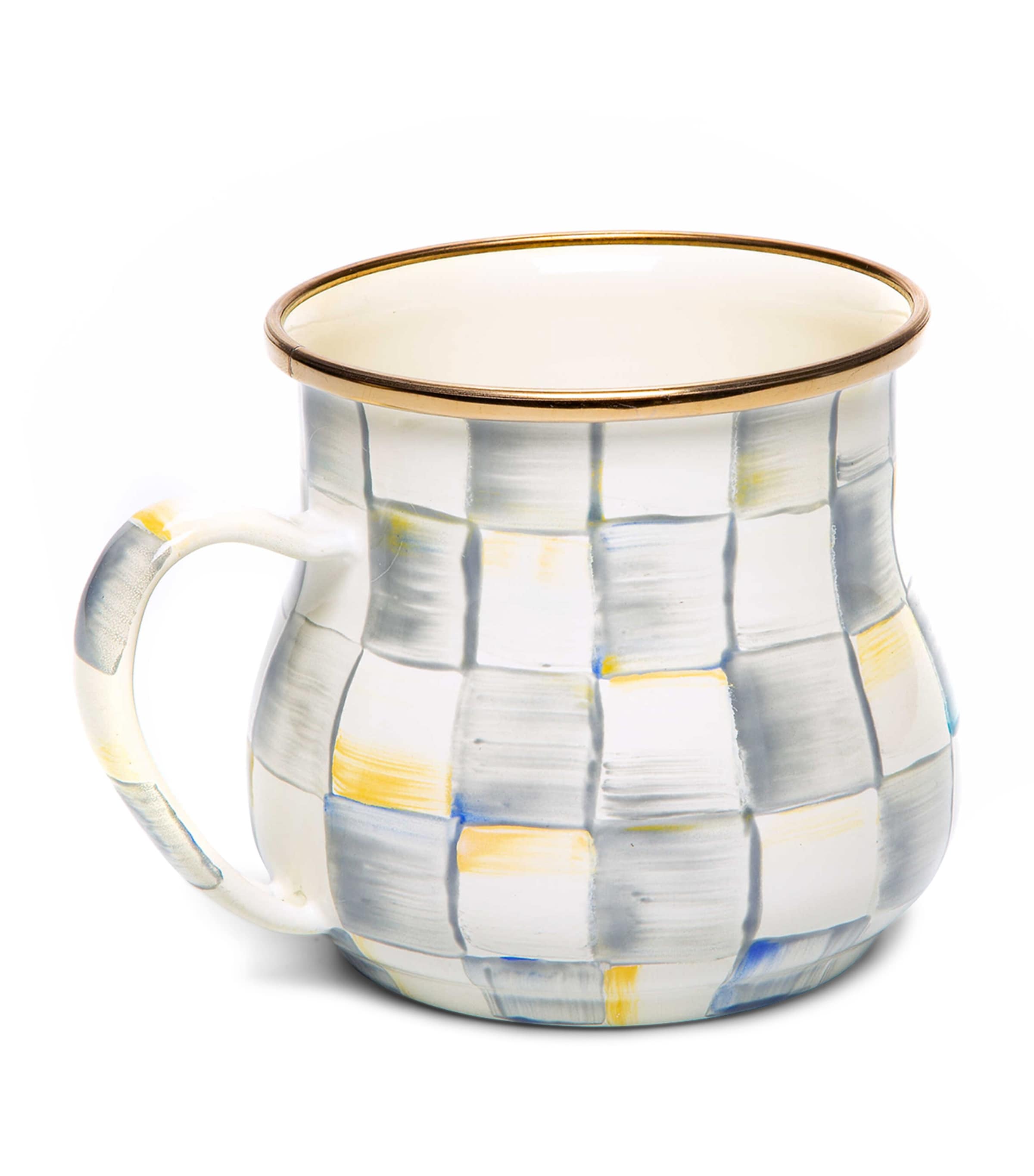 MacKenzie-Childs Sterling Check Mug Silver