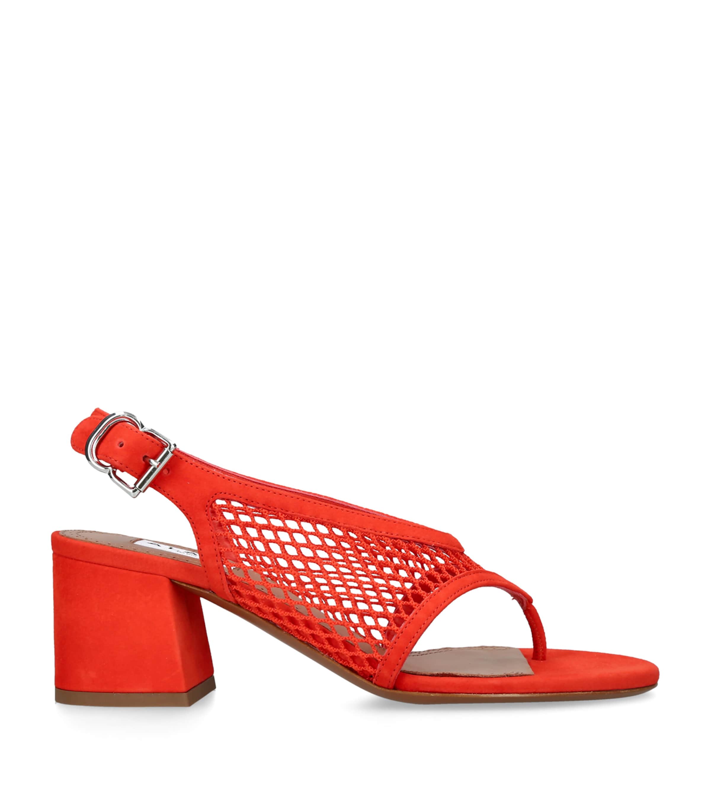 Alaïa Patent Leather Fishnet Sandals 55 Orange