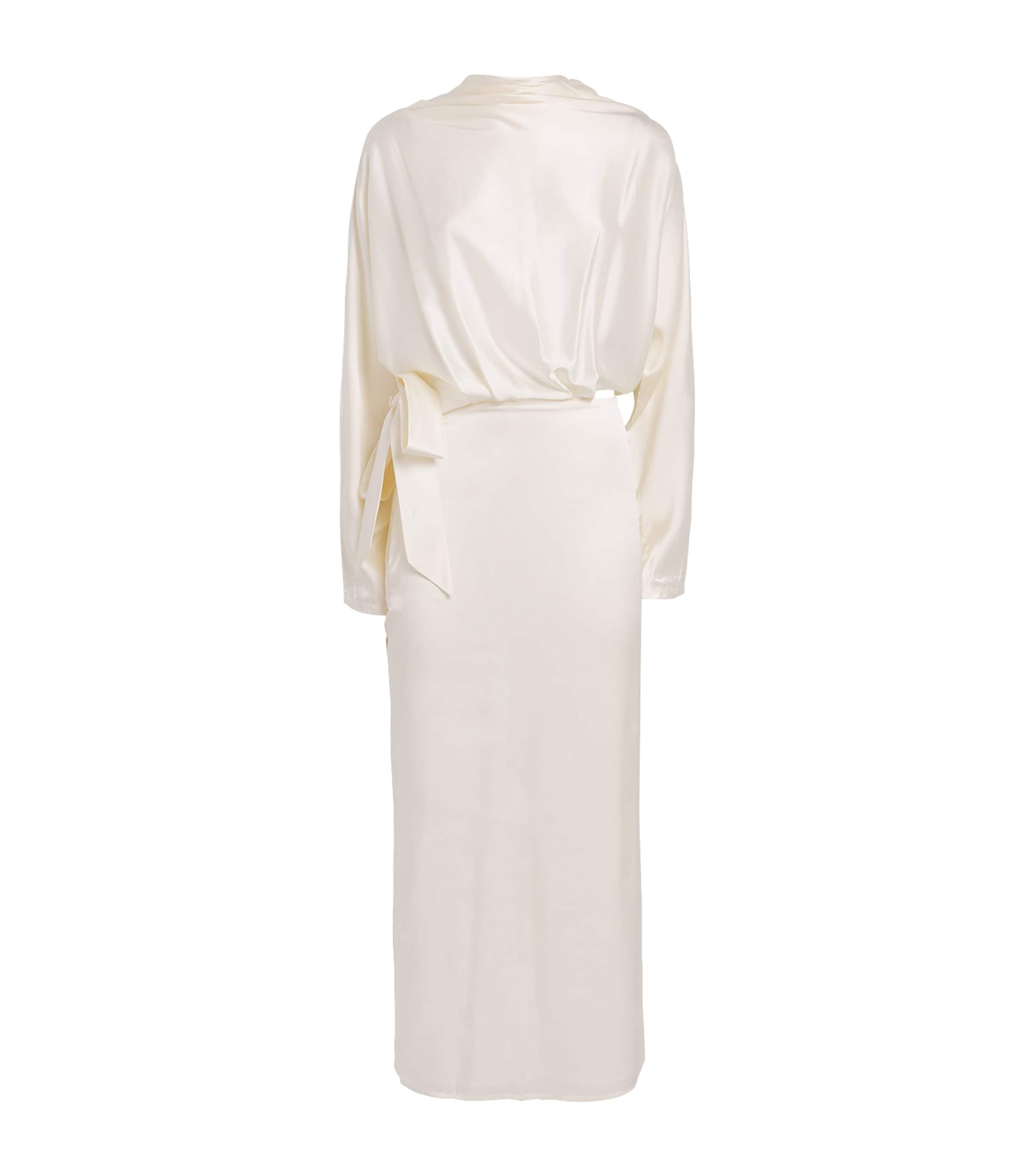 STAUD Womens Stretch-Silk Phoebe Maxi Dress Ivy Ivory