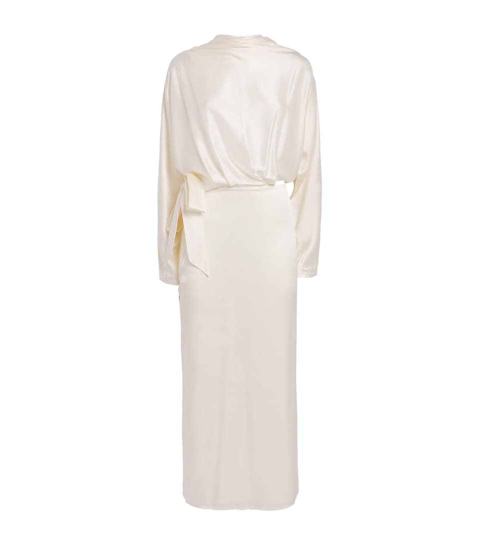 STAUD Womens Stretch-Silk Phoebe Maxi Dress Ivy Ivory
