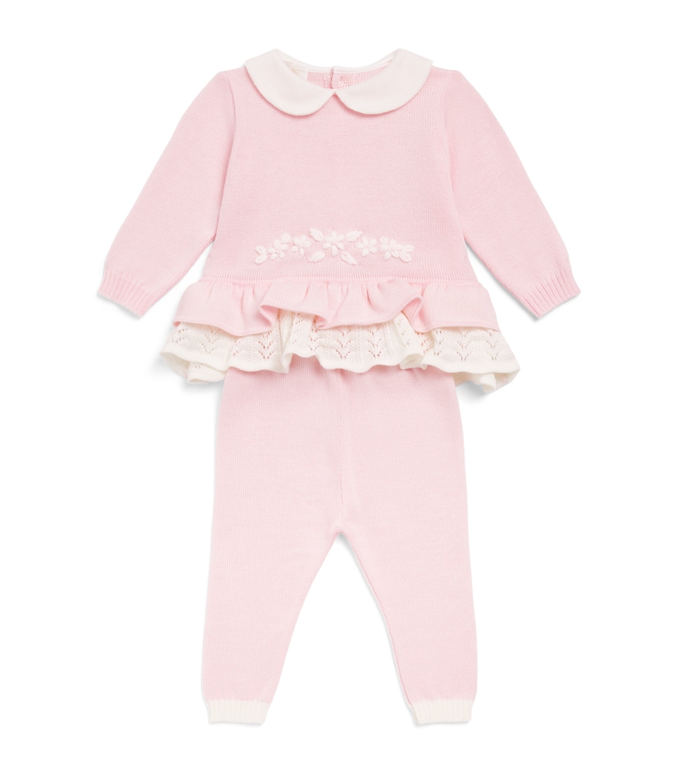 Bimbalo Wool Floral Top and Trousers Set (1-24 Months) Pink