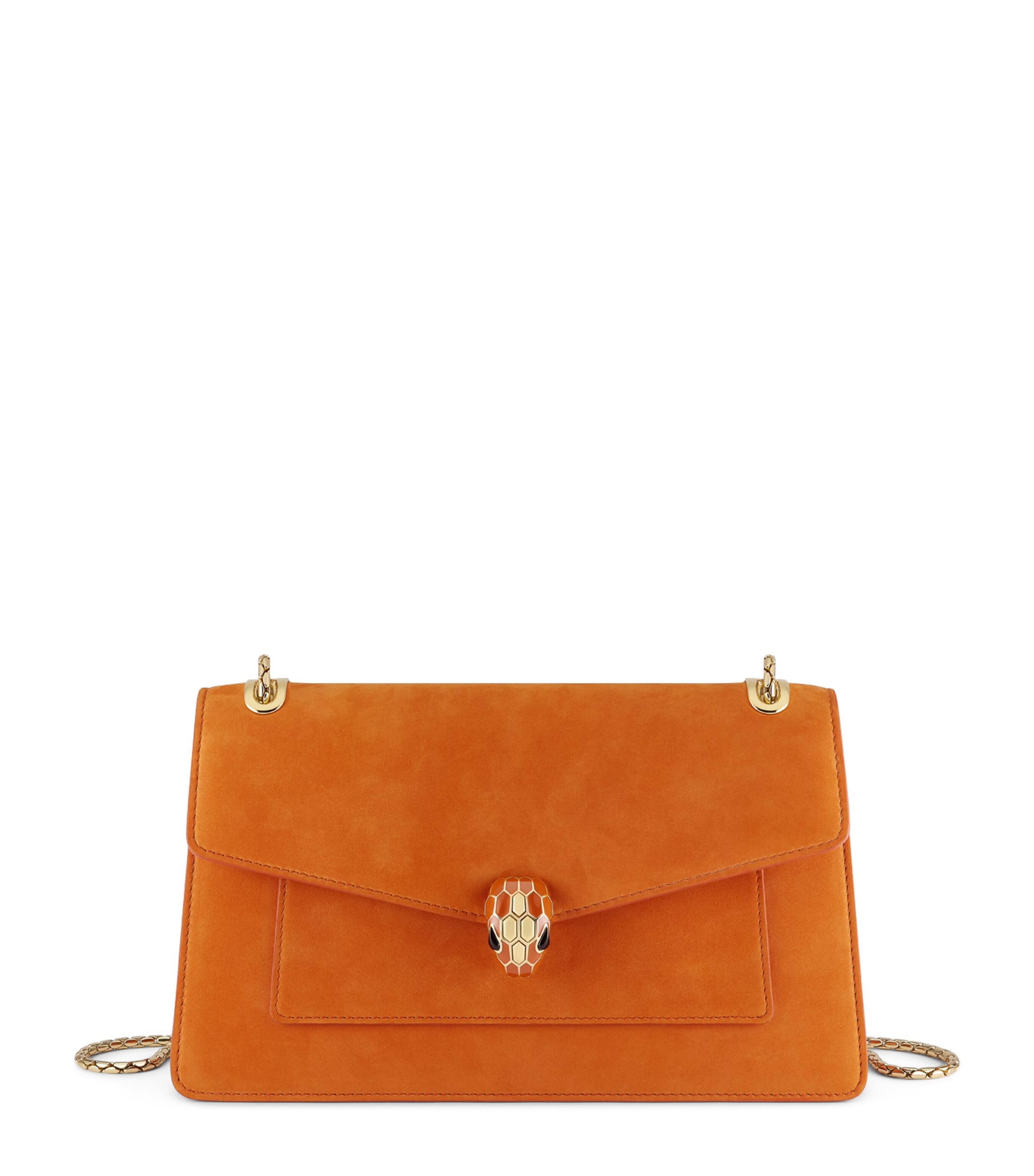 Bvlgari Suede Serpenti Forever Top-Handle Bag Orange