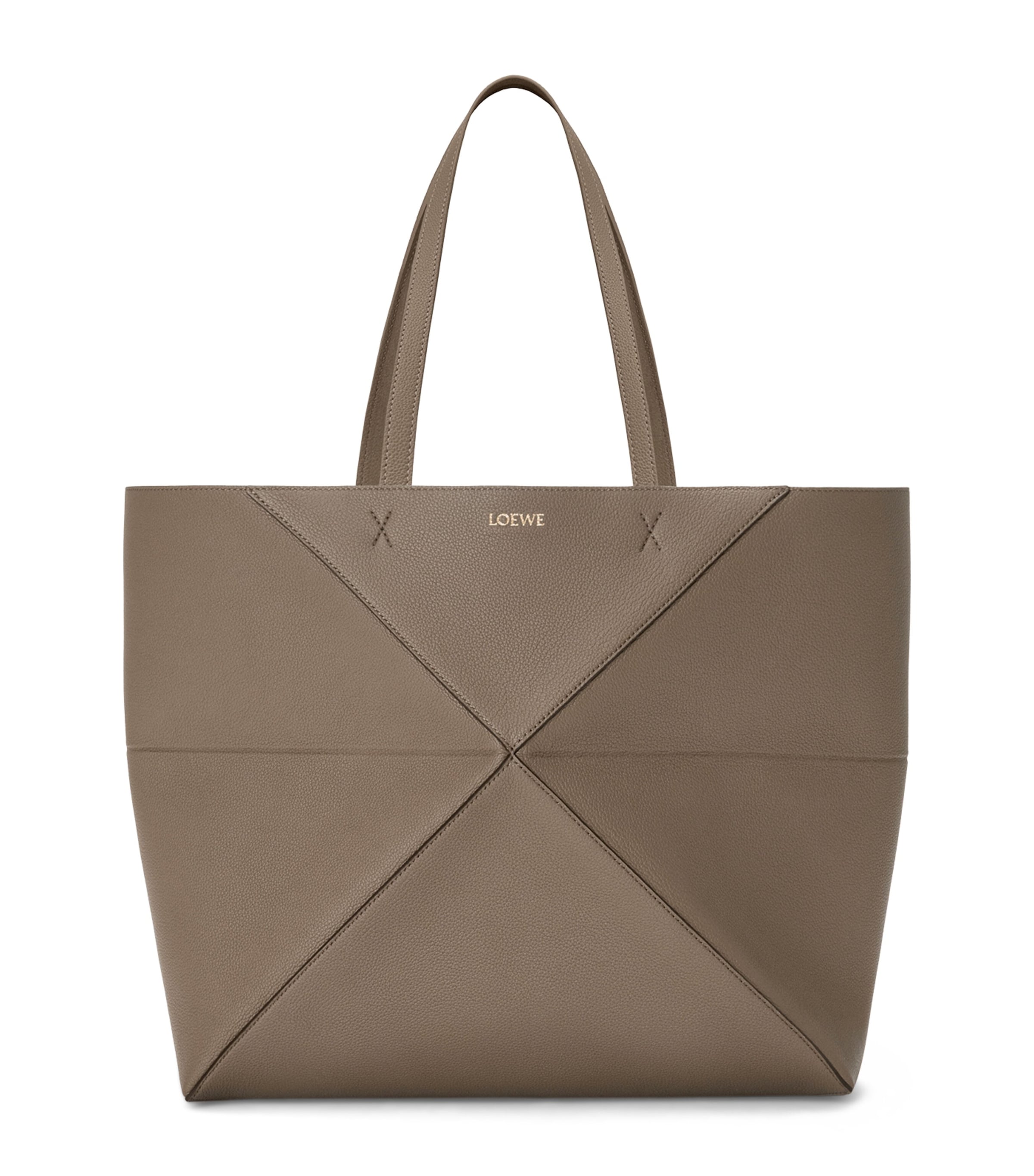 Large Leather Puzzle Fold Tote Bag