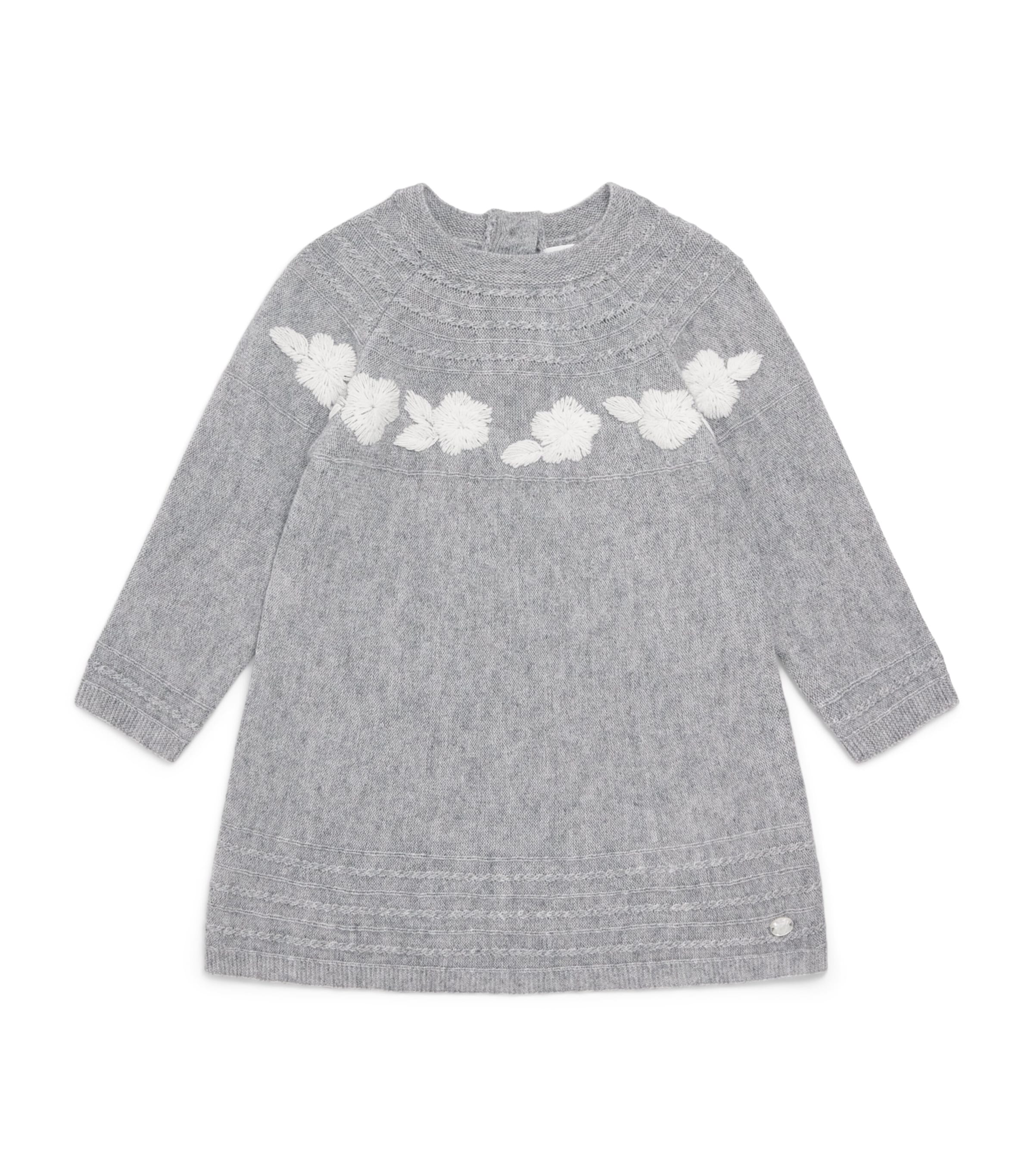 Tartine et Chocolat Knitted Embroidered Dress (3 Months-4 Years) Chiné Moyen