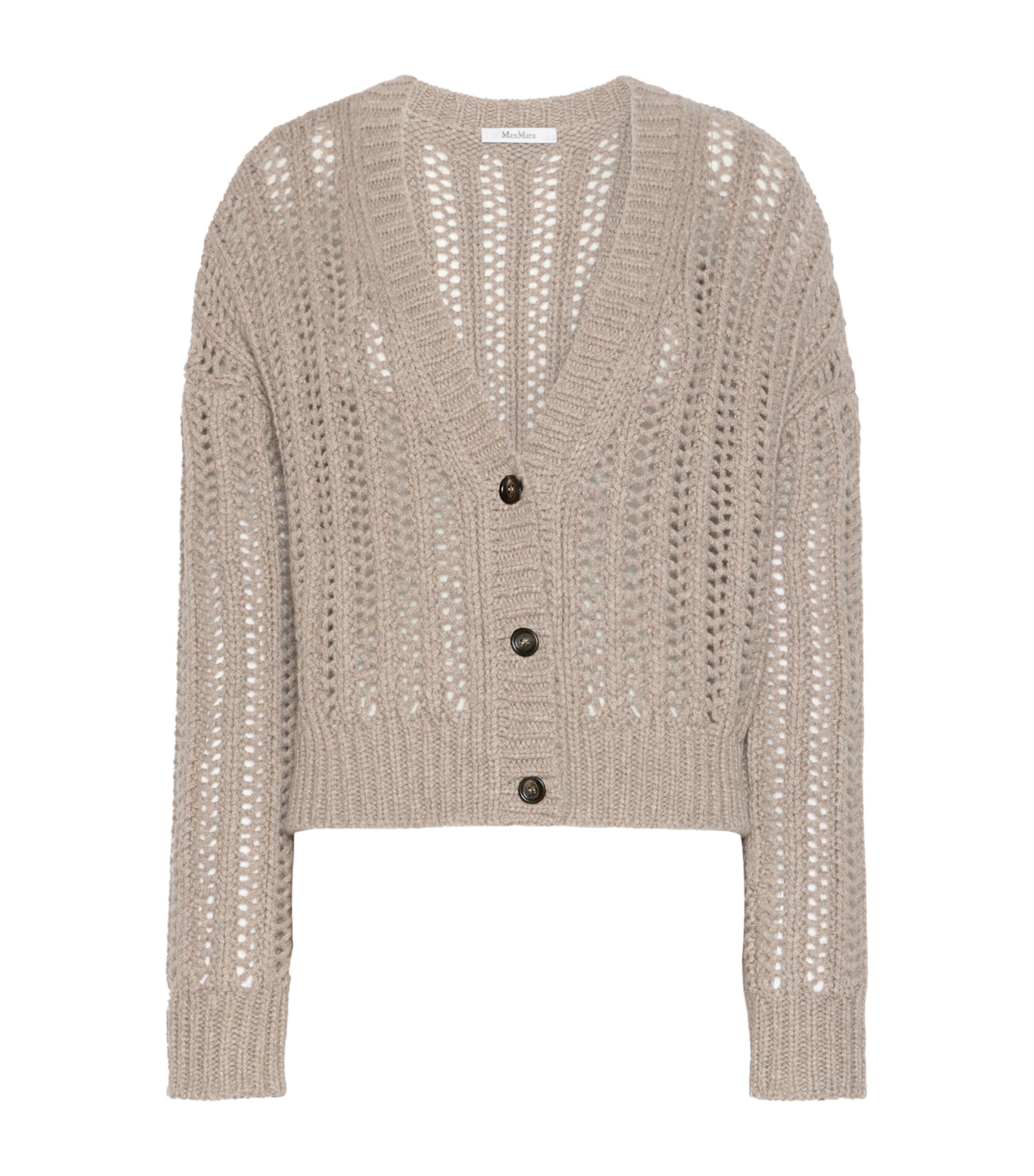 Max Mara Womens Cashmere Openwork Cardigan Sand