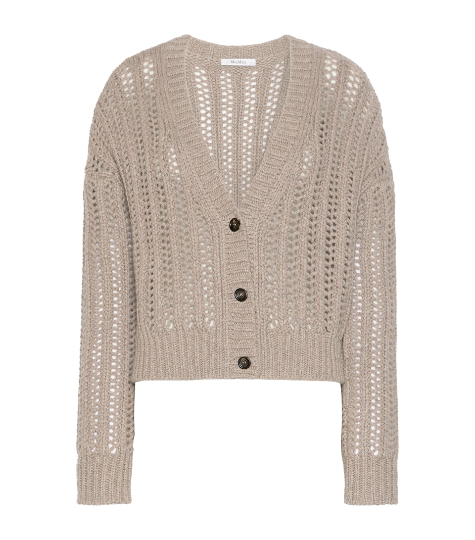 Max Mara Womens Cashmere Openwork Cardigan Sand