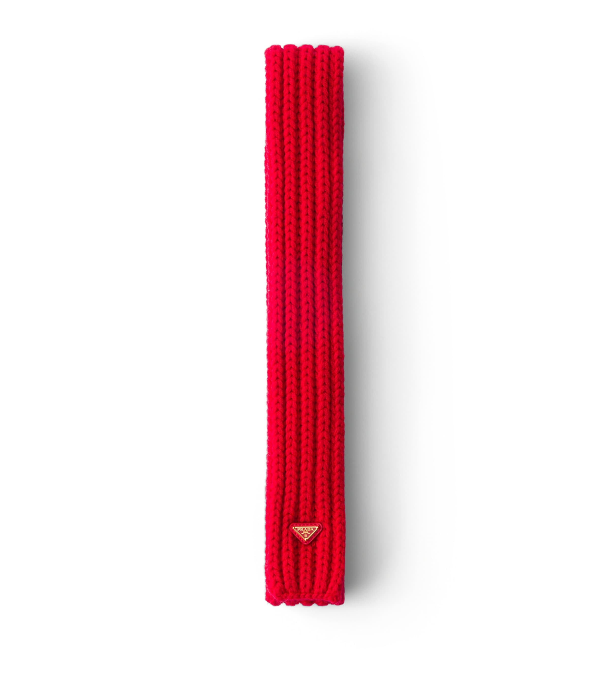 Prada Wool Fisherman's Rib Knit Scarf Red