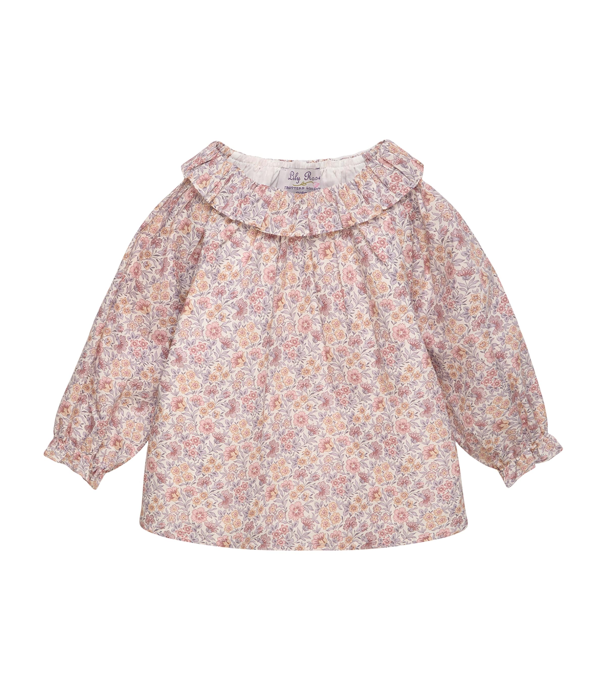 Trotters Cotton Carnation Floral Print Blouse (3-24 Months) Pale Pink