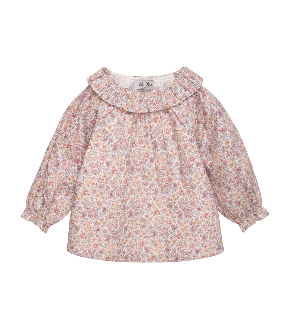 Trotters Cotton Carnation Floral Print Blouse (3-24 Months) Pale Pink