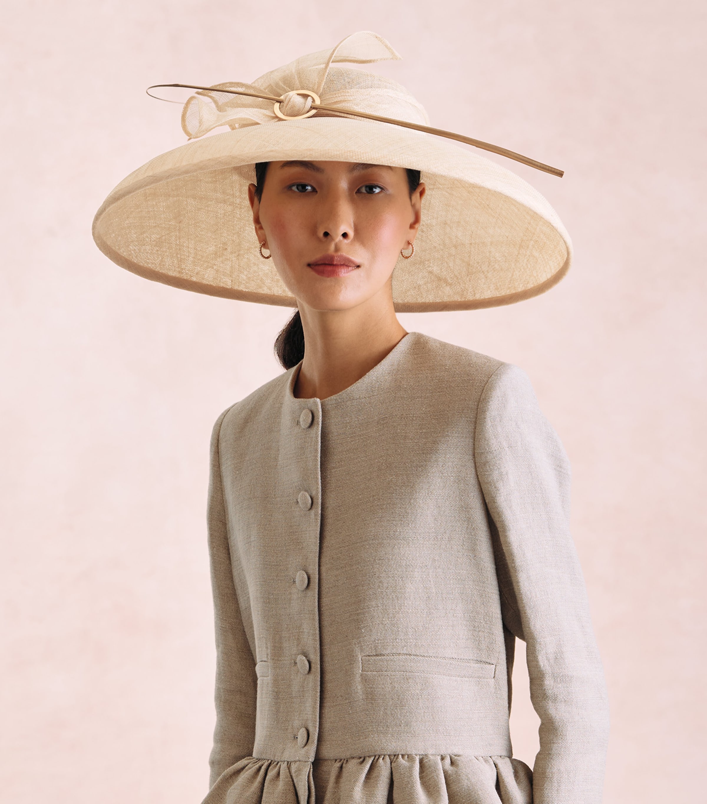 Rachel Trevor-Morgan Straw Ostrich-Quill Tiffany Fascinator Natural