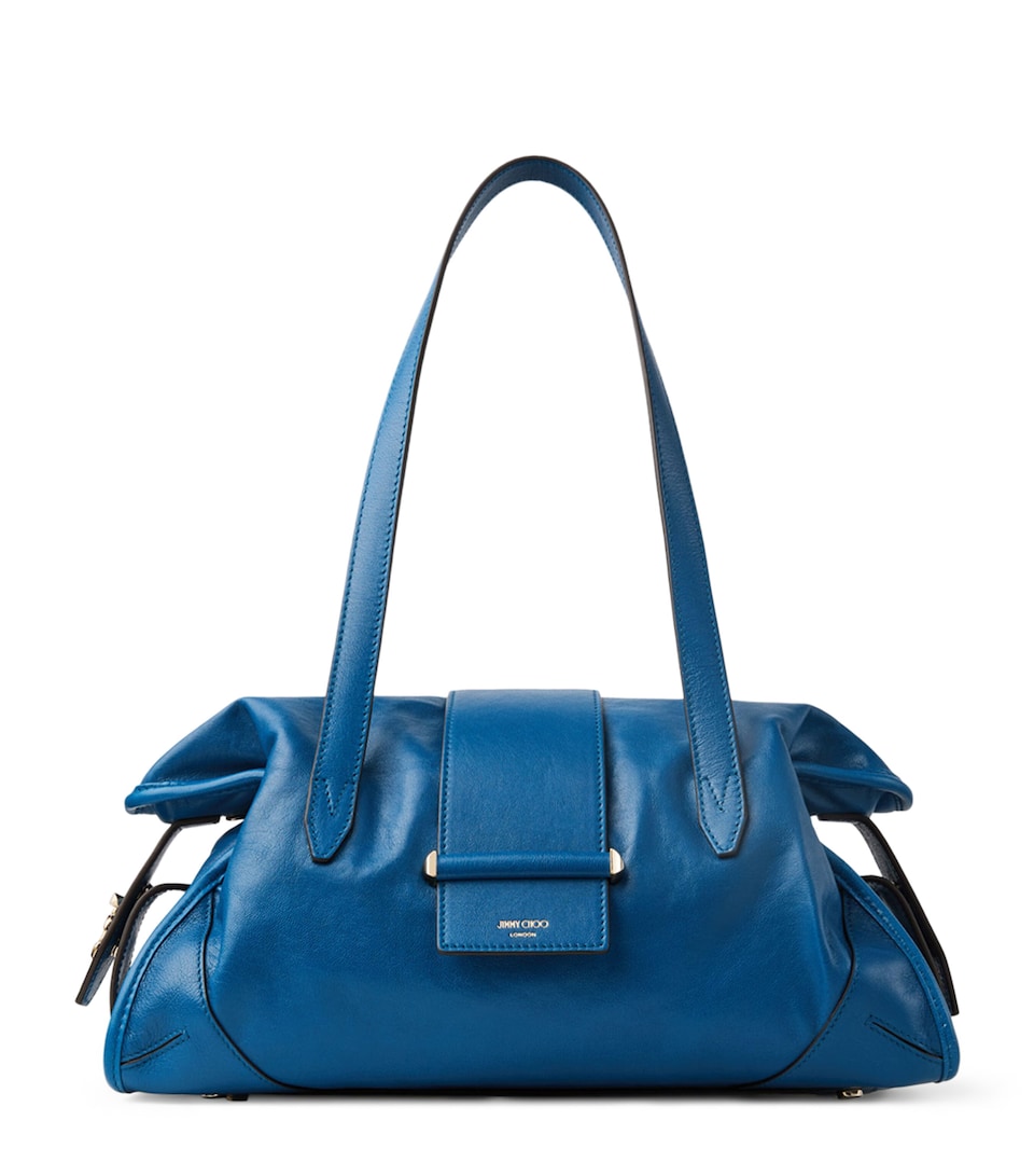 Jimmy Choo Leather Bar Holdall Bag Lagoon/shiny Gold
