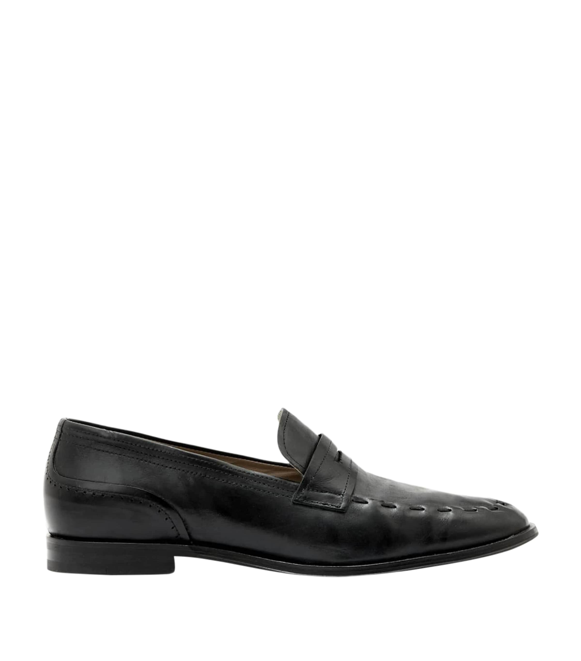 AllSaints Leather Jules Stitch Loafers Black