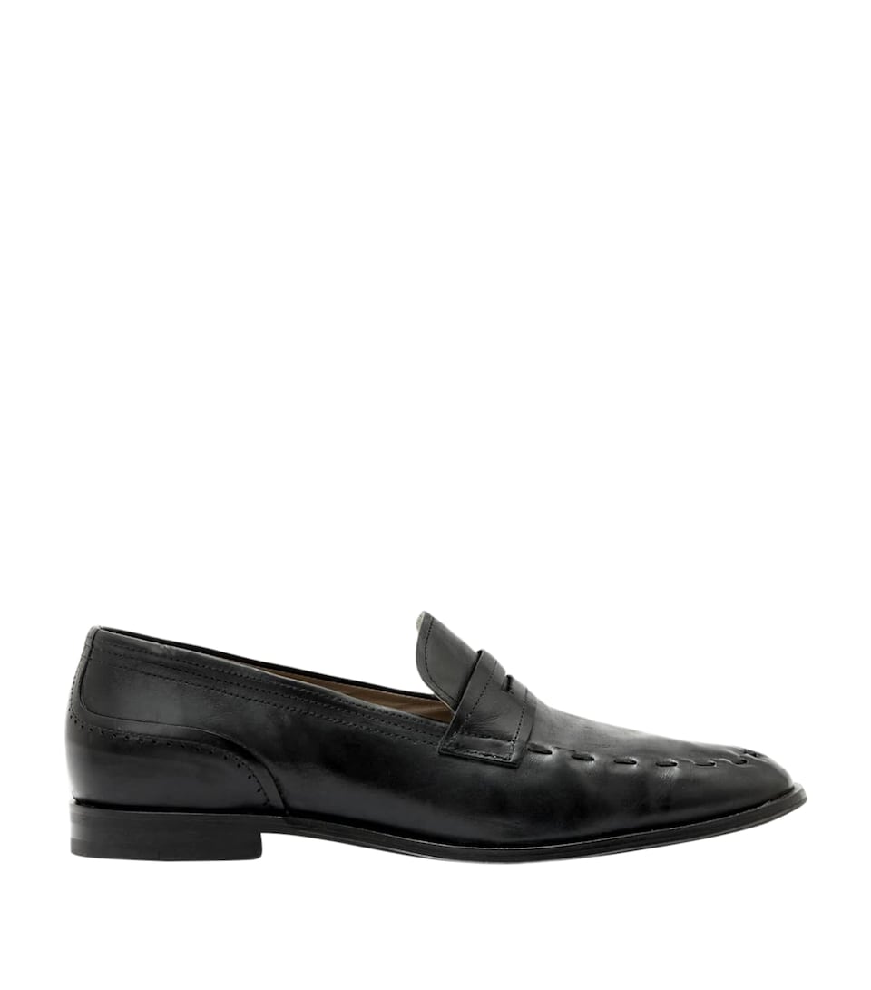 AllSaints Leather Jules Stitch Loafers Black