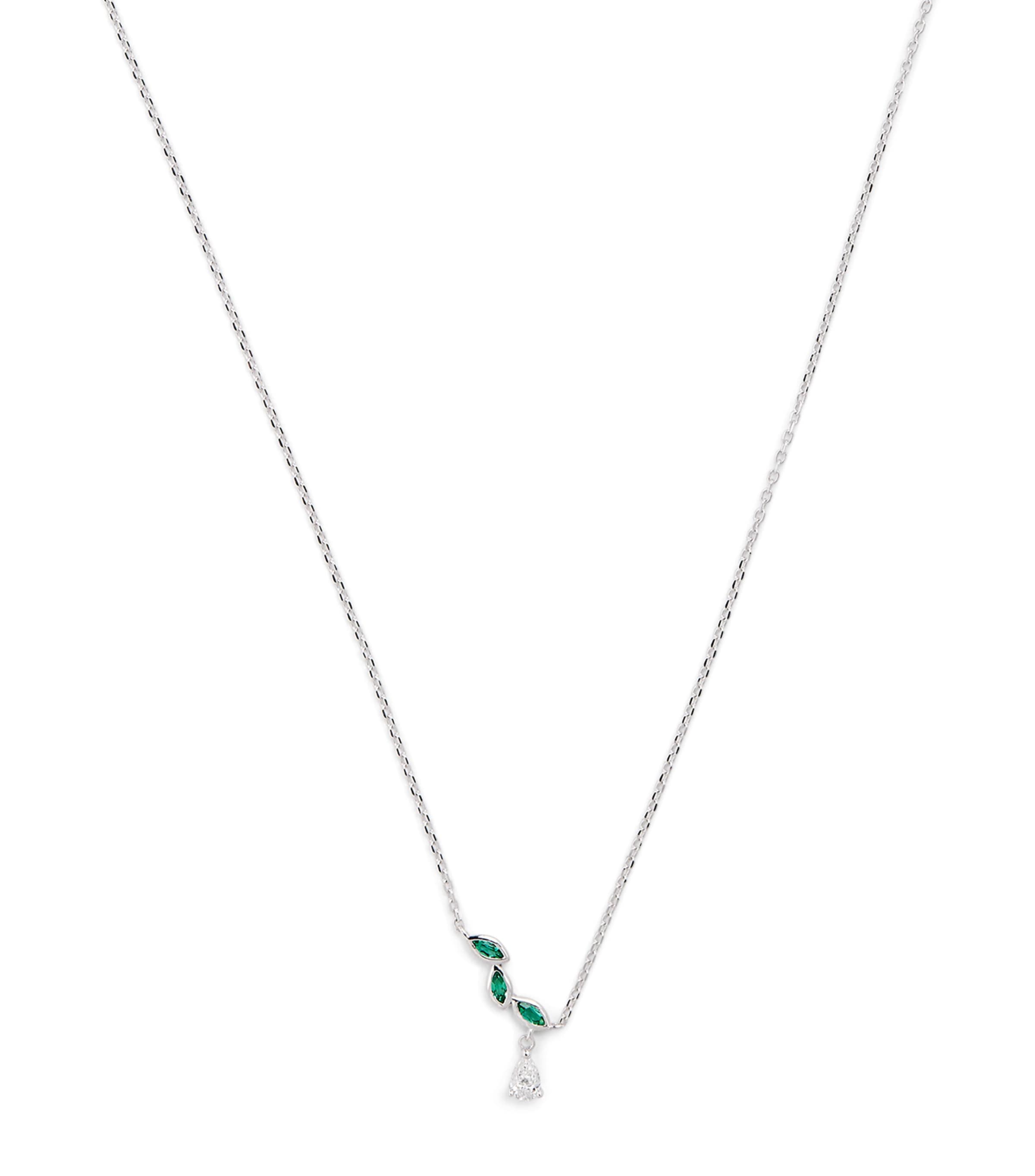 White Gold, Diamond and Emerald Necklace