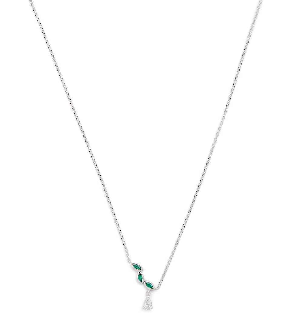 White Gold, Diamond and Emerald Necklace