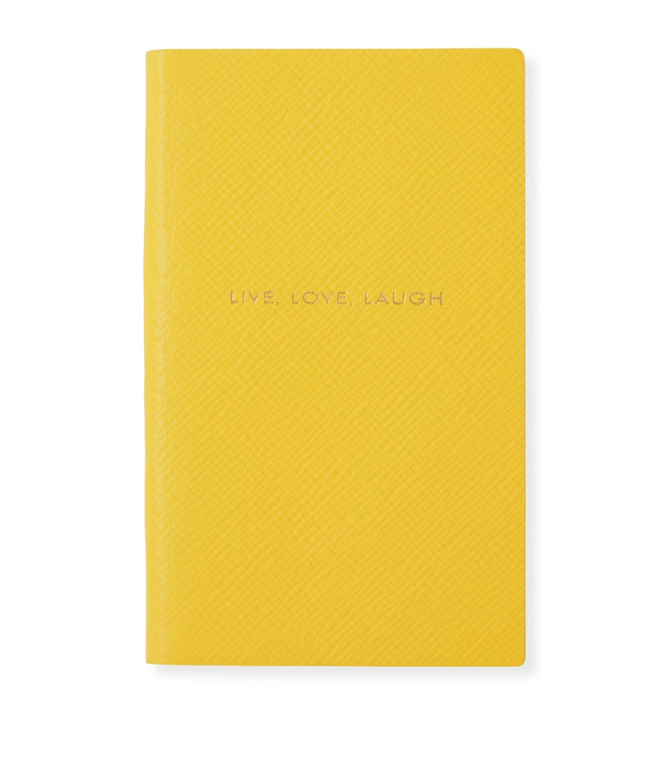 Smythson Live Love Laugh Panama Notebook Lemon