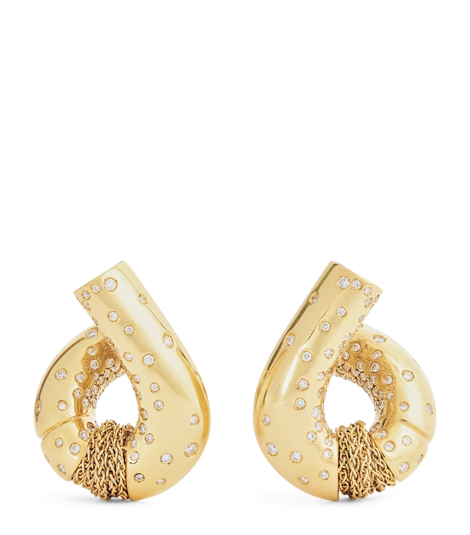 Yellow Gold and Diamond Oera Hoop Earrings