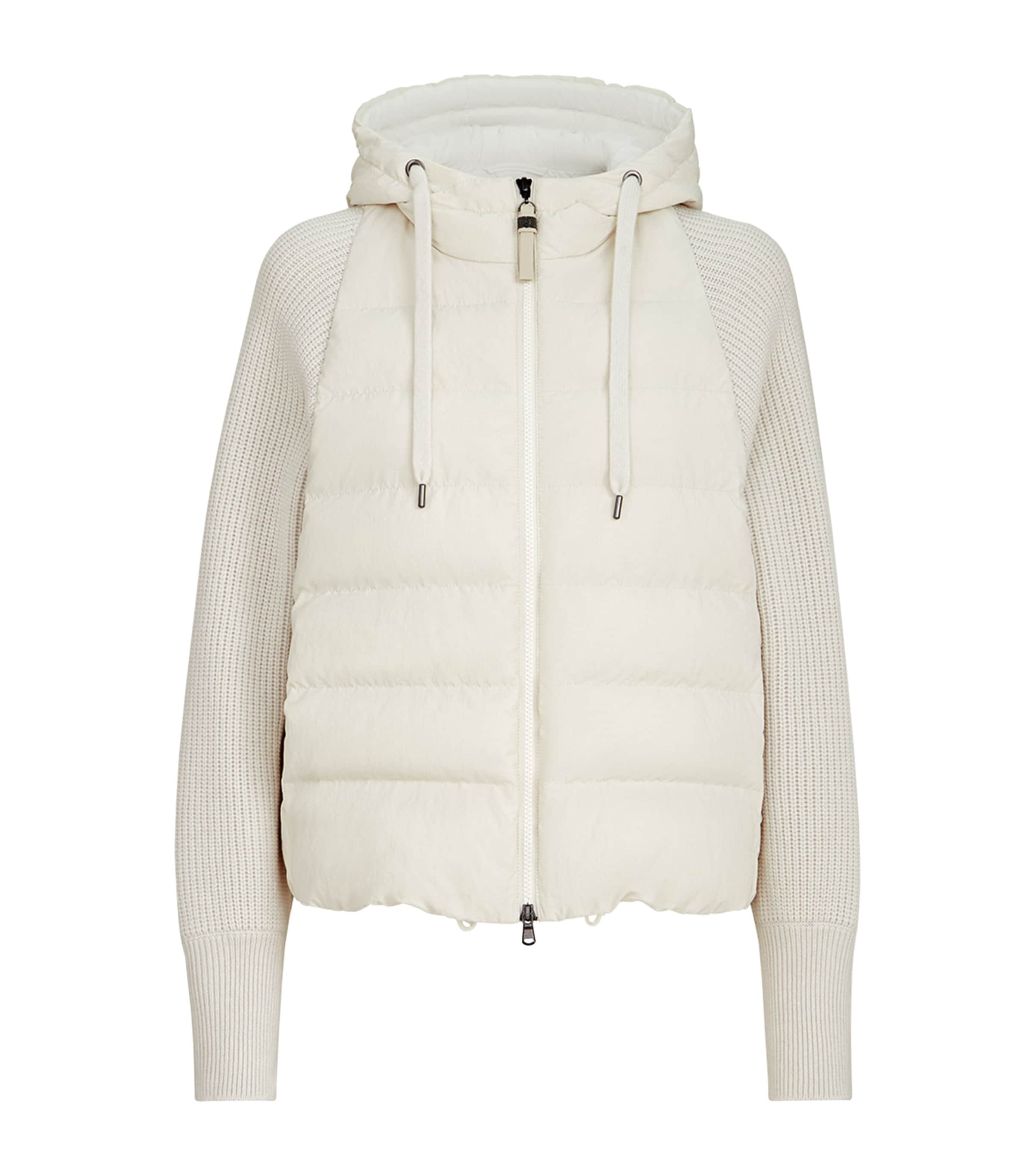 Brunello Cucinelli Womens Knit-Sleeve Down Jacket