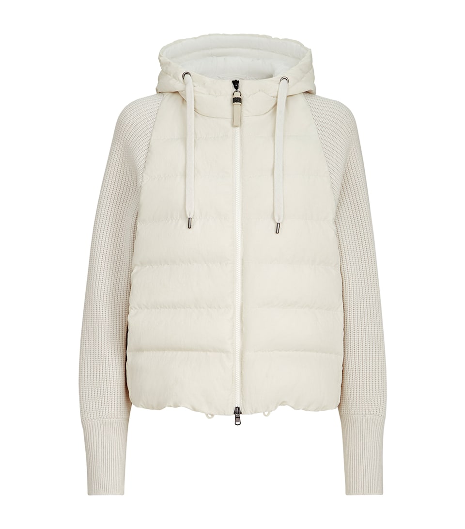 Brunello Cucinelli Womens Knit-Sleeve Down Jacket