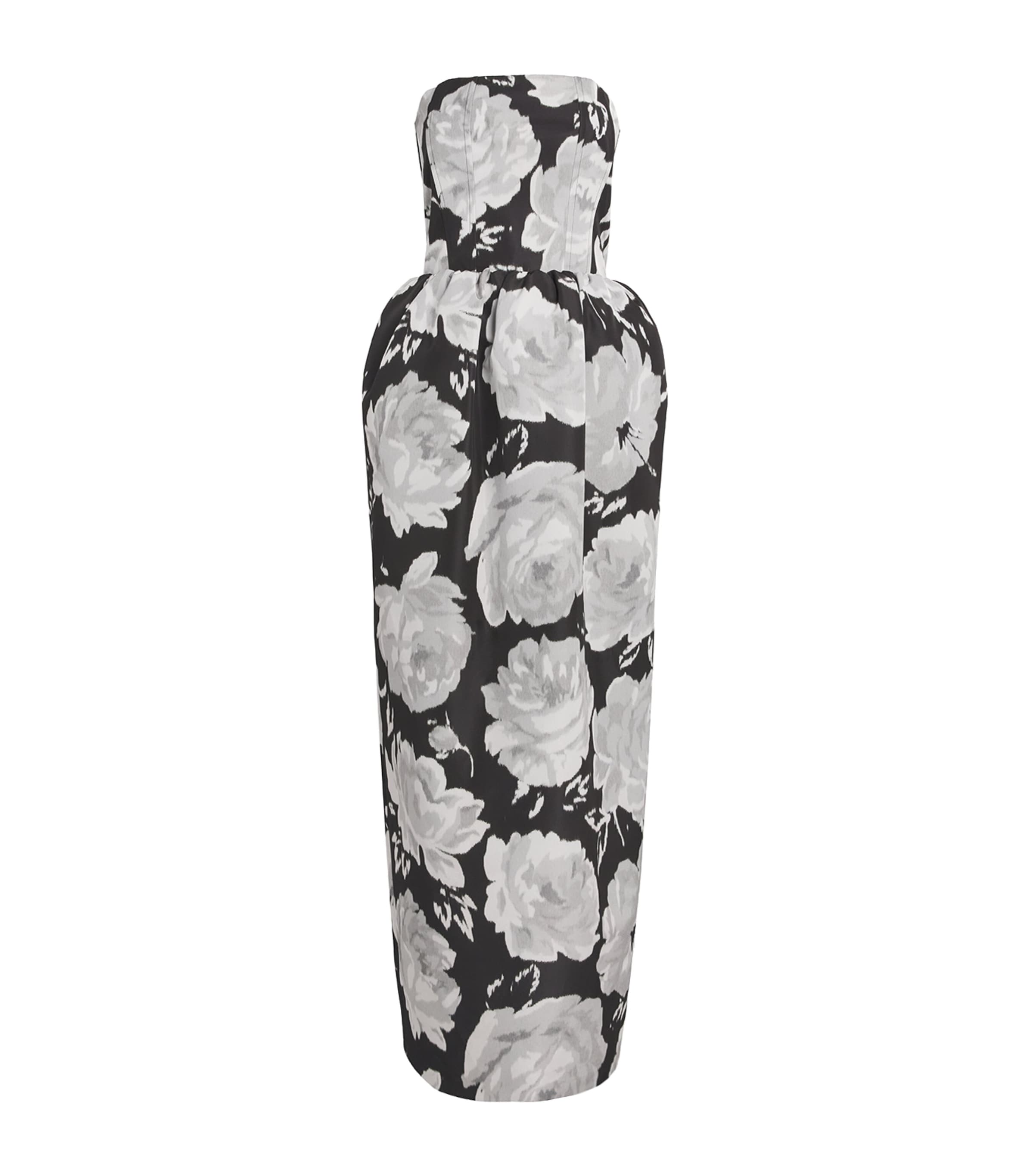 Floral Print Bustier Sleeveless Gown