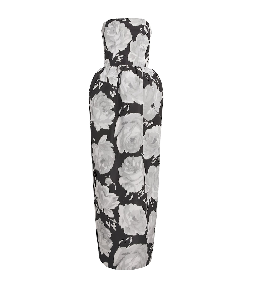 Floral Print Bustier Sleeveless Gown