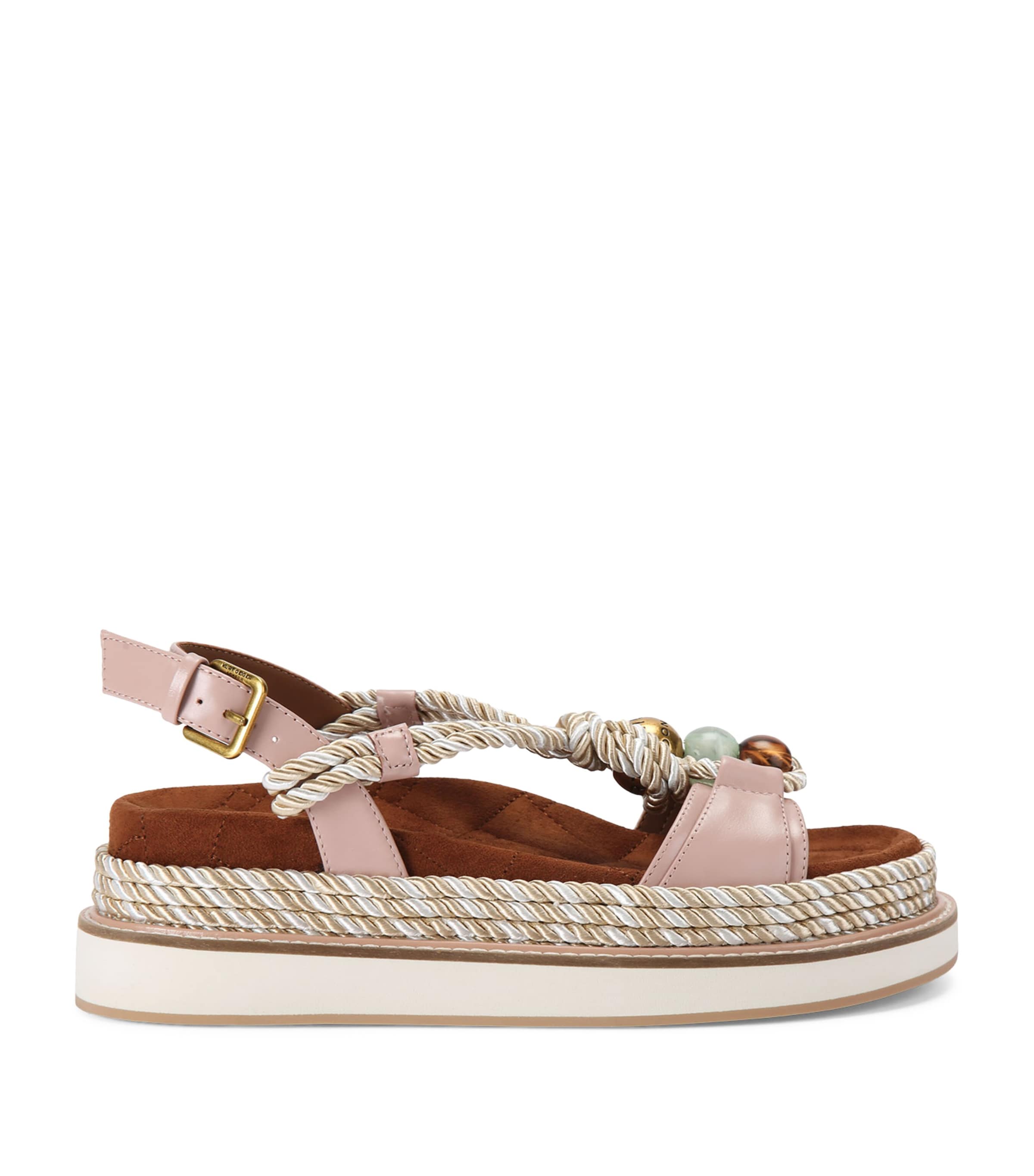 Kurt Geiger London Leather Orson Rope Sandals Pale Pink