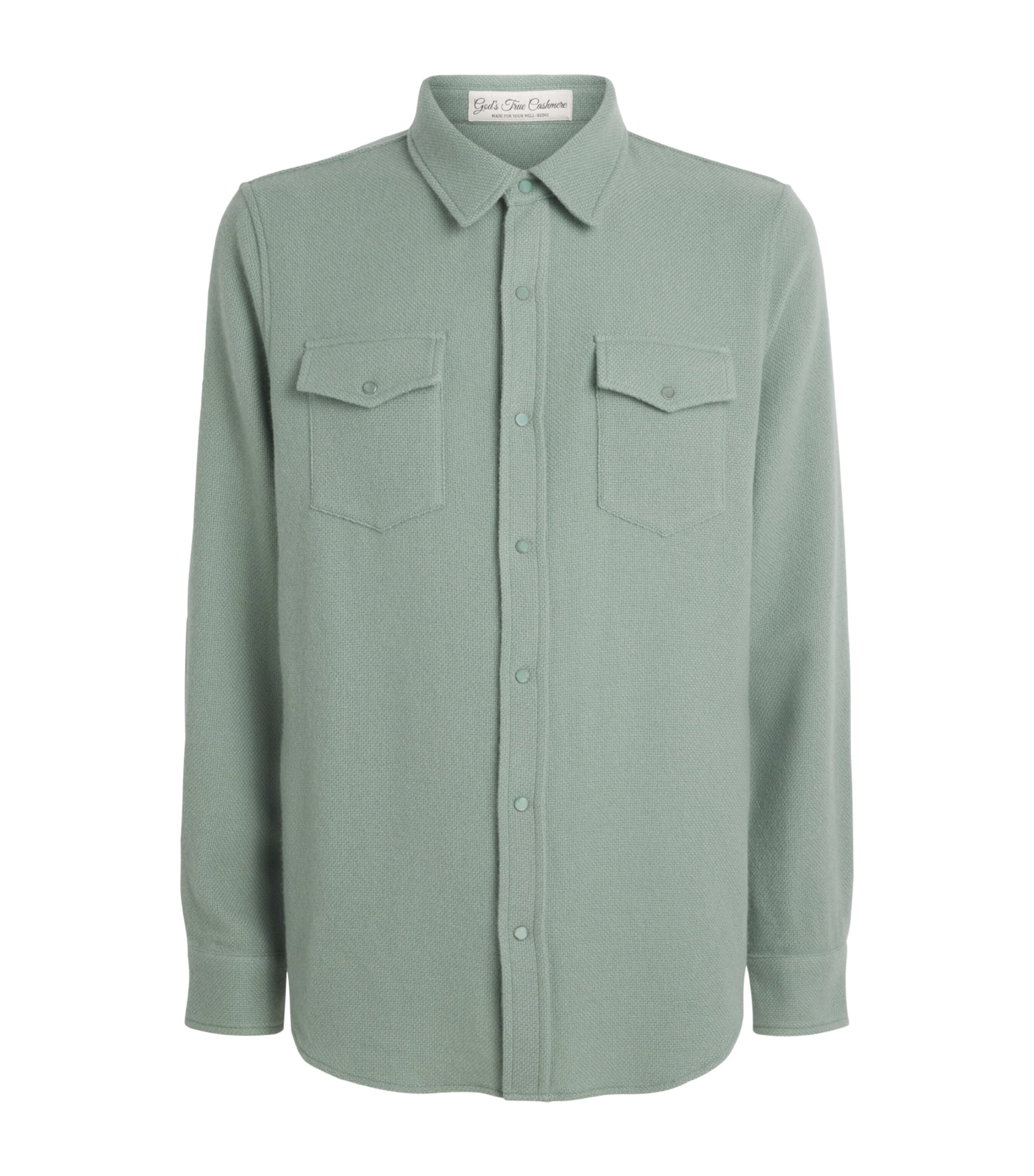 GOD'S TRUE CASHMERE Mens Cashmere Agave Shirt Emerald