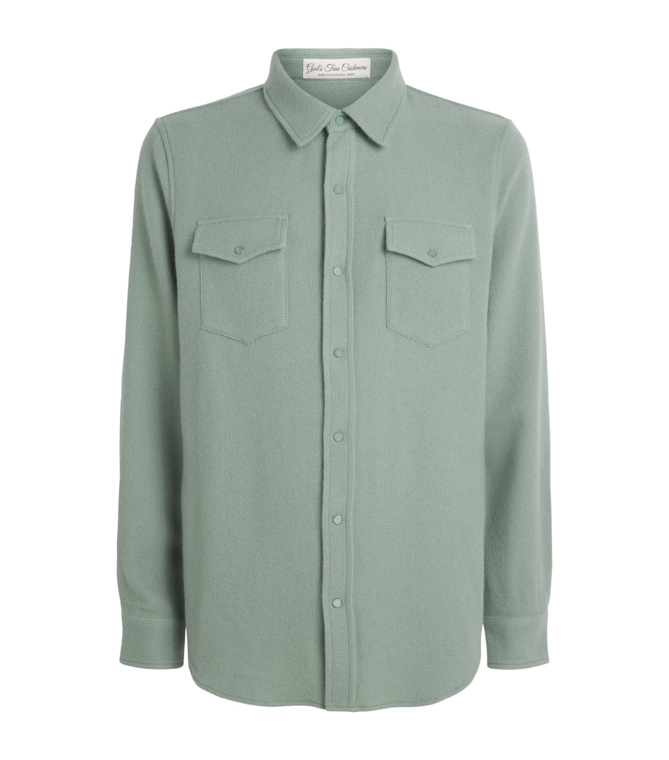 GOD'S TRUE CASHMERE Mens Cashmere Agave Shirt Emerald