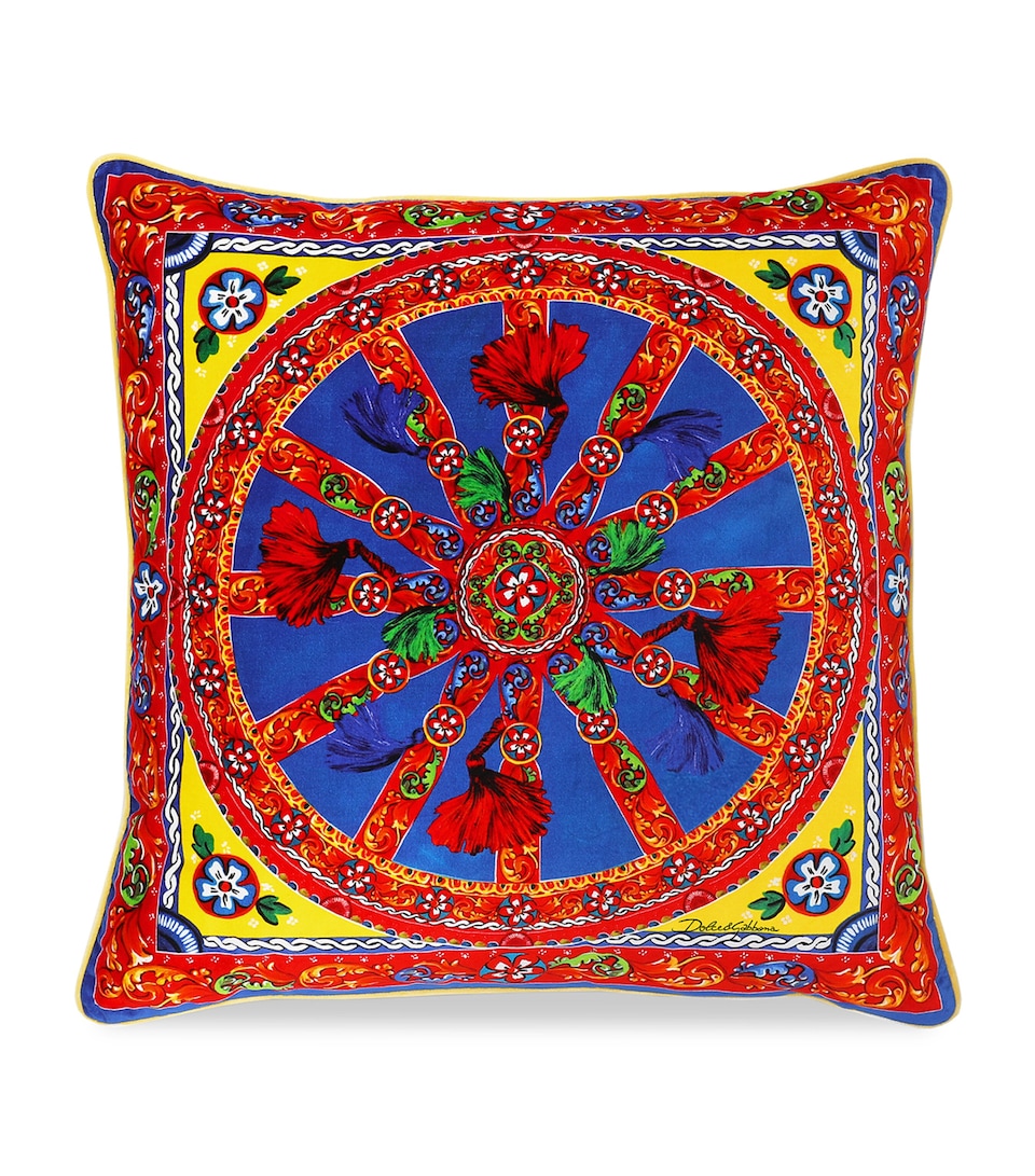 Dolce&Gabbana Casa Silk Twill Cushion (60cm x 60cm) Carretto Multi