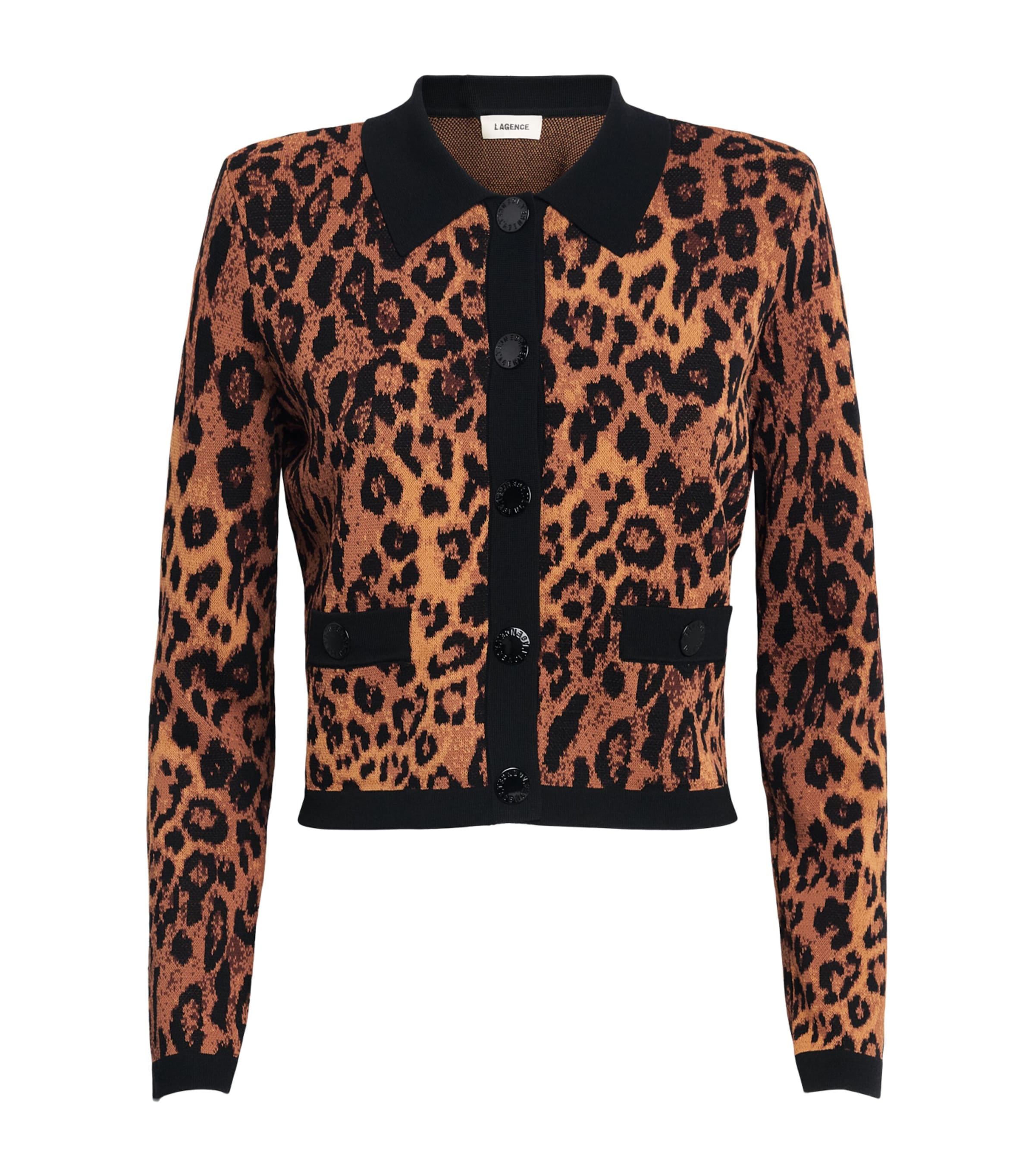 L'Agence Womens Leopard Print Osiris Cardigan Tan Mlt Javan Leoprd