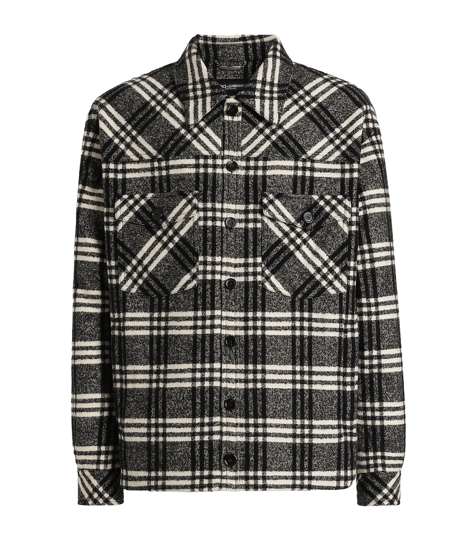 Dolce&Gabbana Mens Wool-Blend Check Shacket Check Tartan