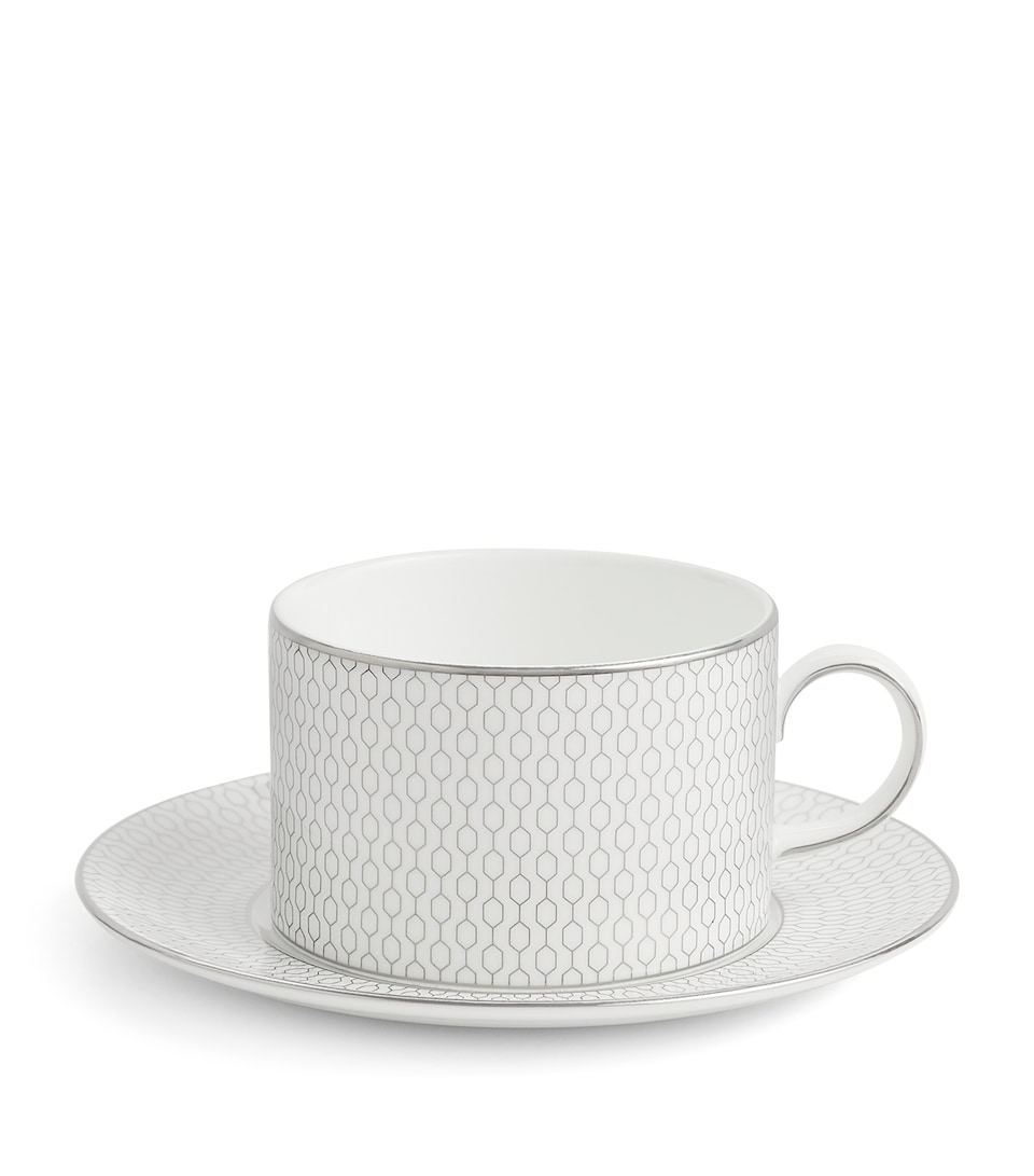 Wedgwood Gio Platinum Teacup and Saucer White