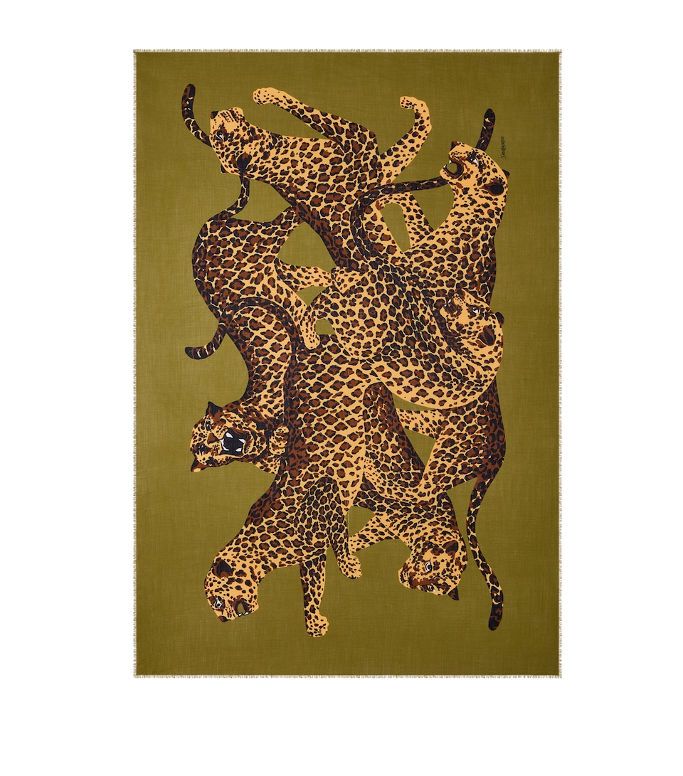 Saint Laurent Wool Leopard Scarf