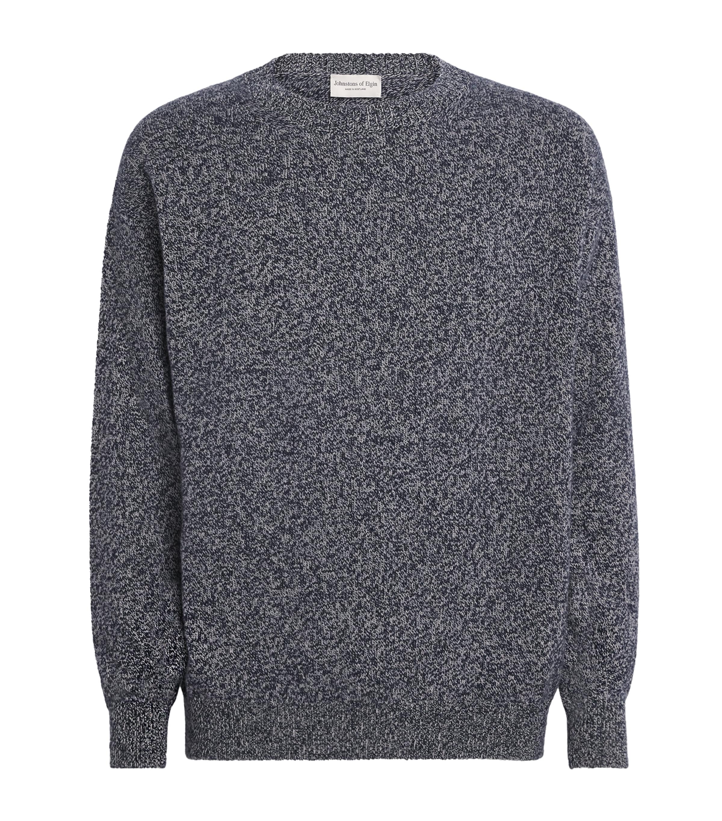 Johnstons Of Elgin Mens Cashmere Marl Sweater Indigo Grain
