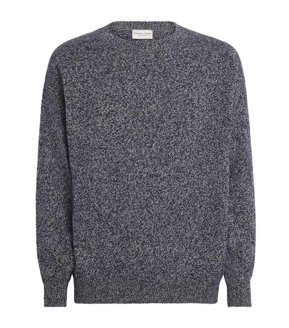 Johnstons Of Elgin Mens Cashmere Marl Sweater Indigo Grain