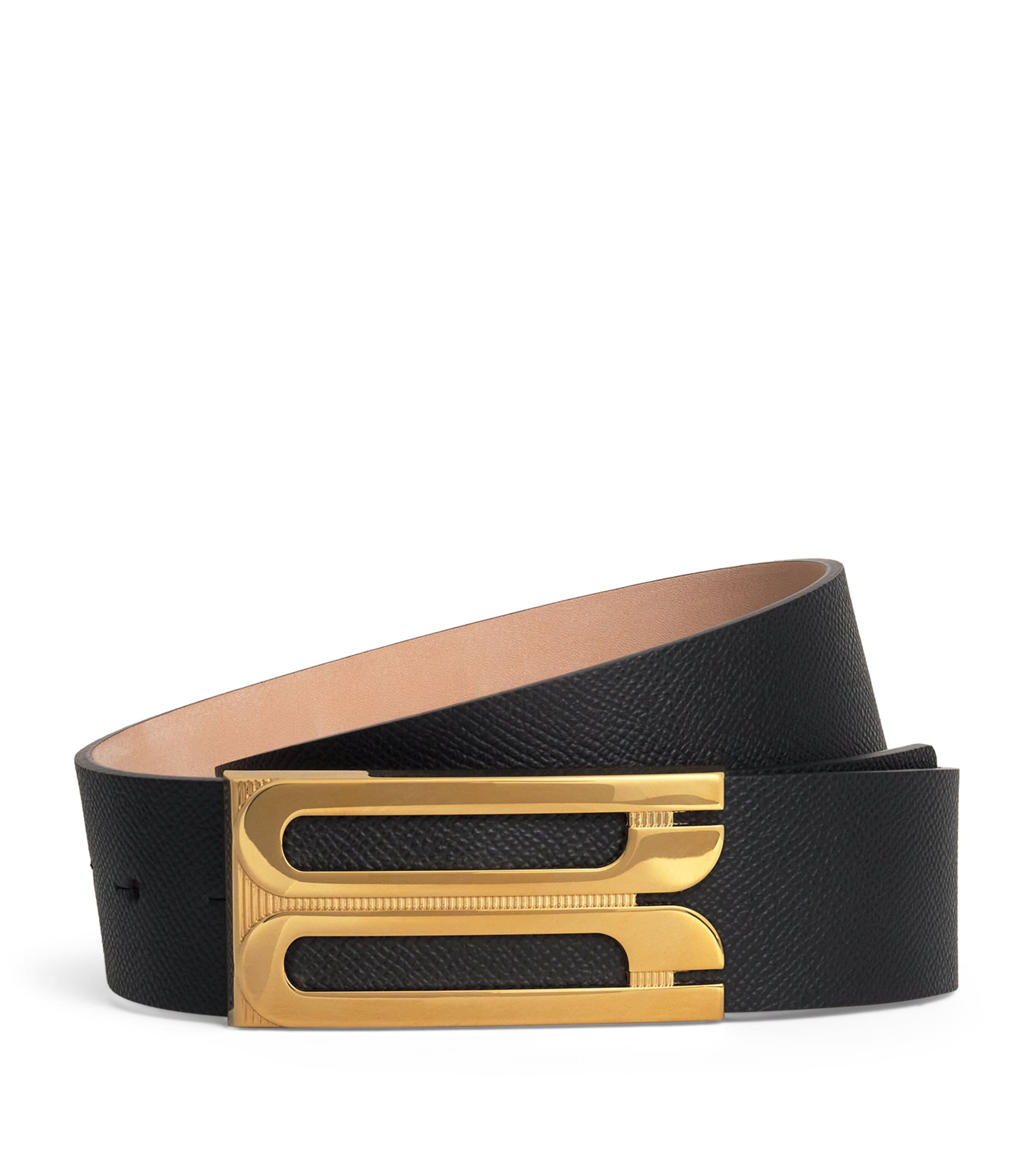 Grained Leather Jumbo B-Buckle Belt