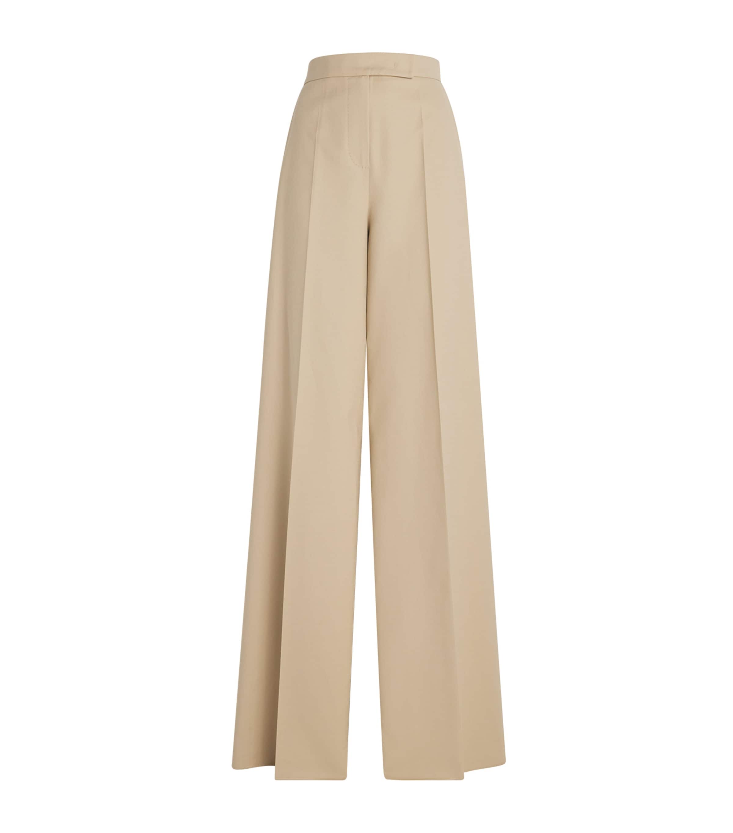 Stretch-Cotton Wide-Leg Trousers