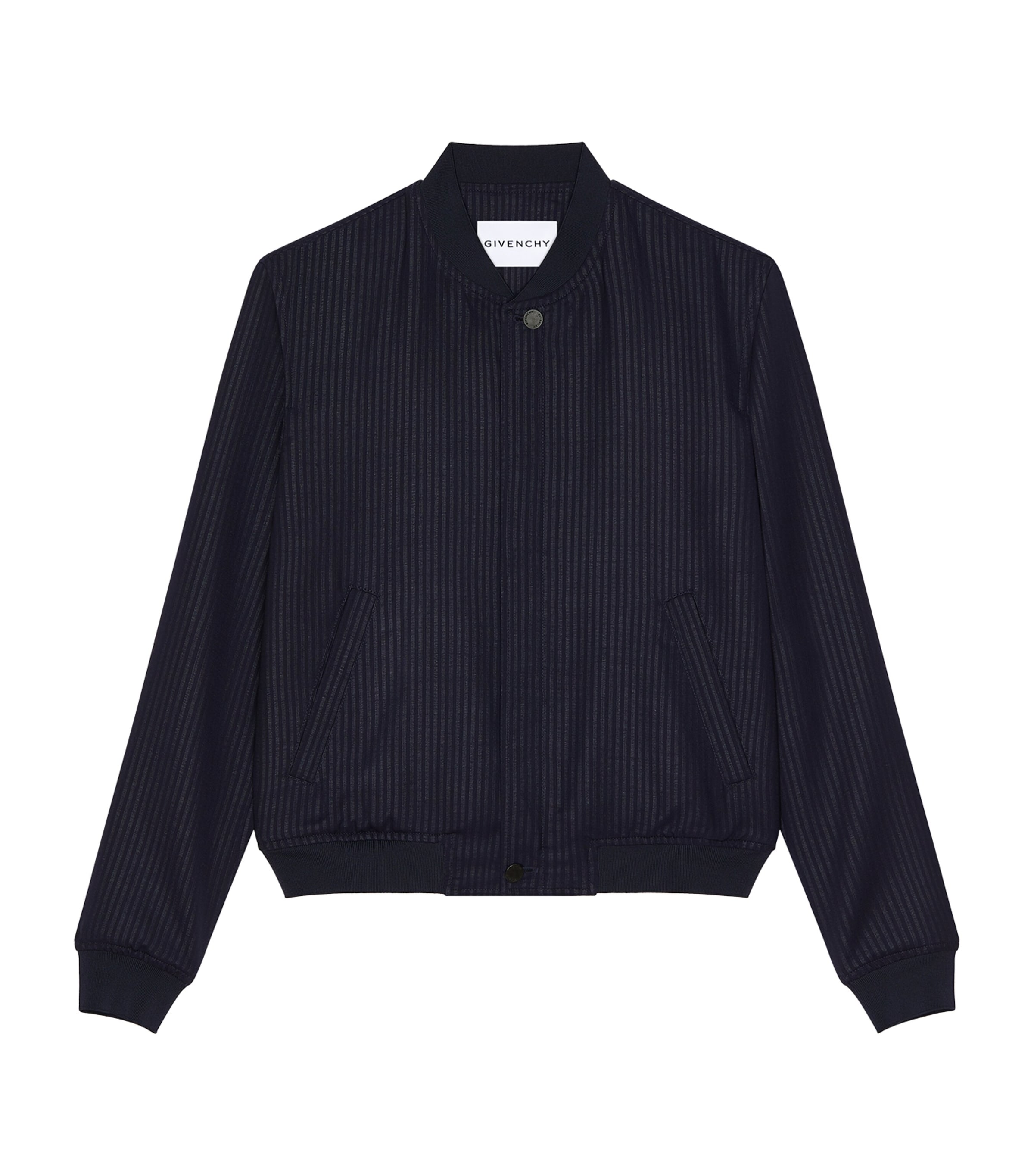 Givenchy Mens Wool-Blend Stripe Bomber Jacket