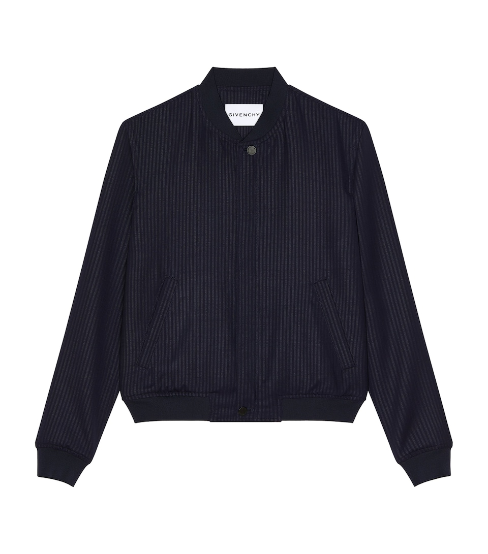 Givenchy Mens Wool-Blend Stripe Bomber Jacket