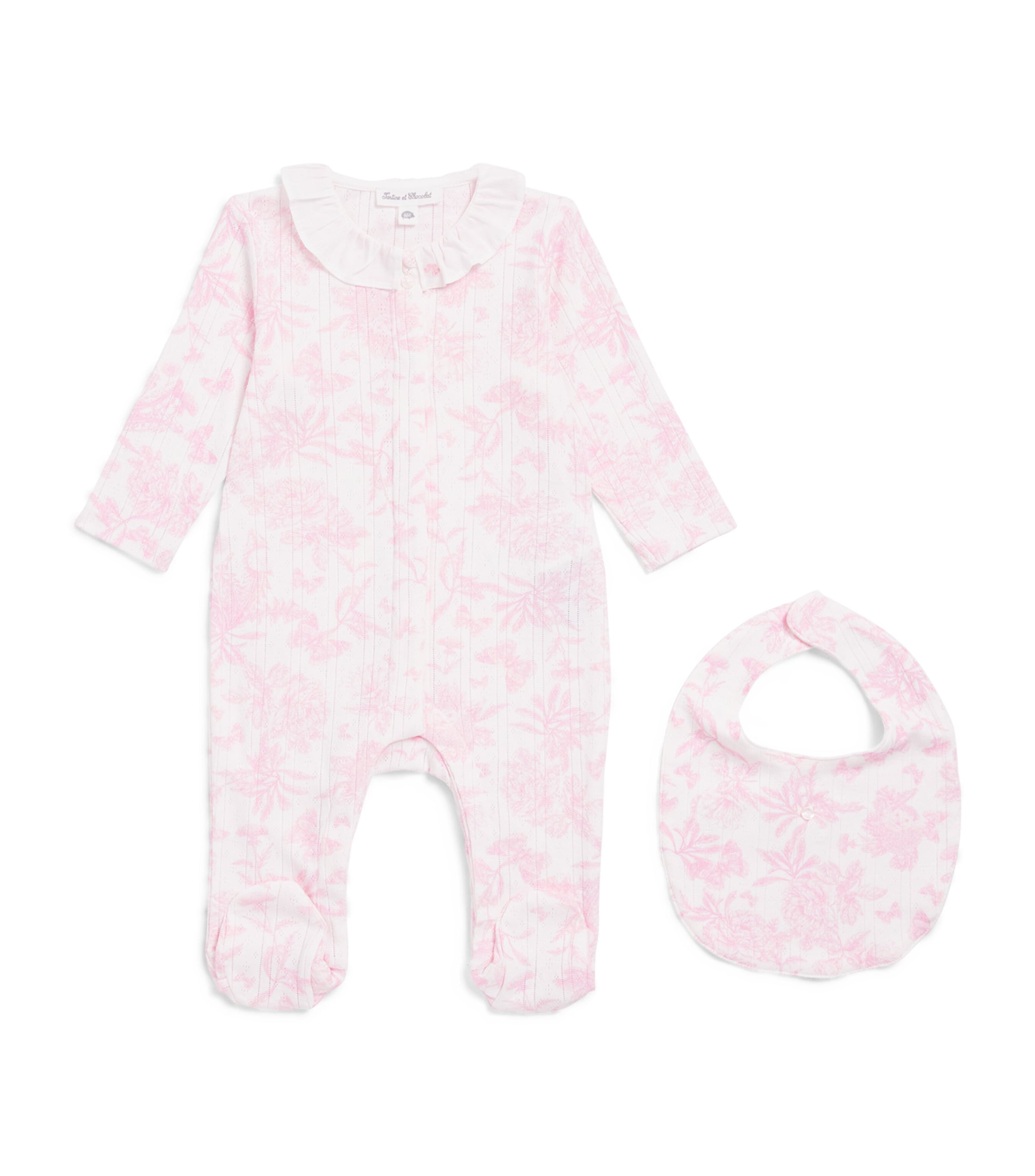 Tartine et Chocolat Toile de Jouy All-In-One and Bib Set (0-24 Months)