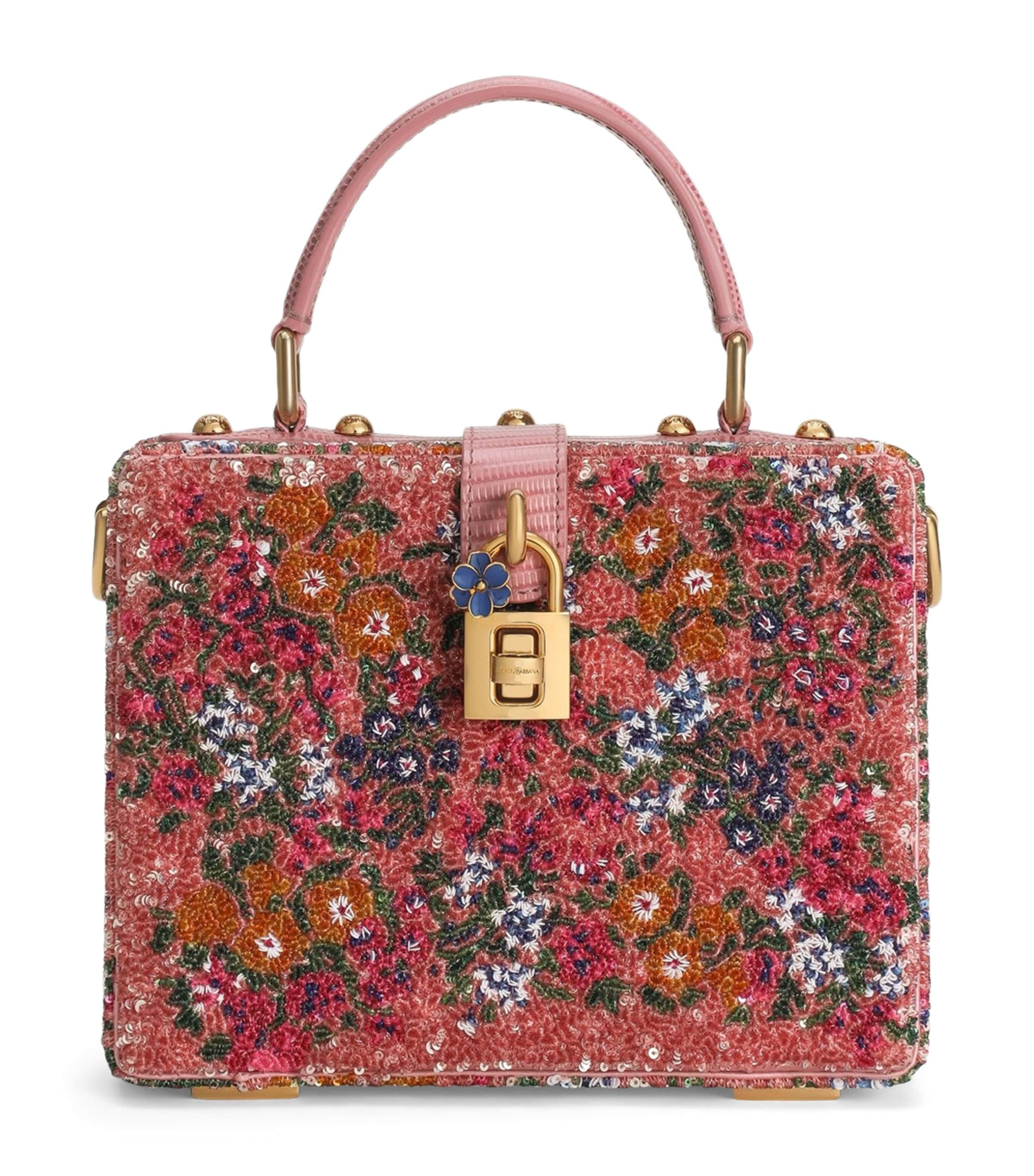 Dolce&Gabbana Embellished Dolce Box Top-Handle Bag Pink/mult