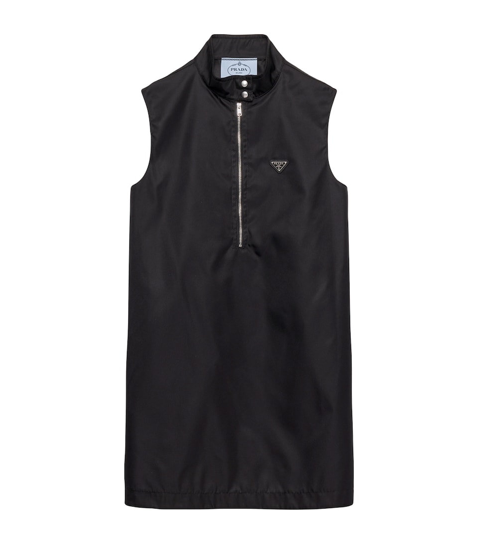 Prada Womens Re-Nylon Sleeveless Mini Dress Black